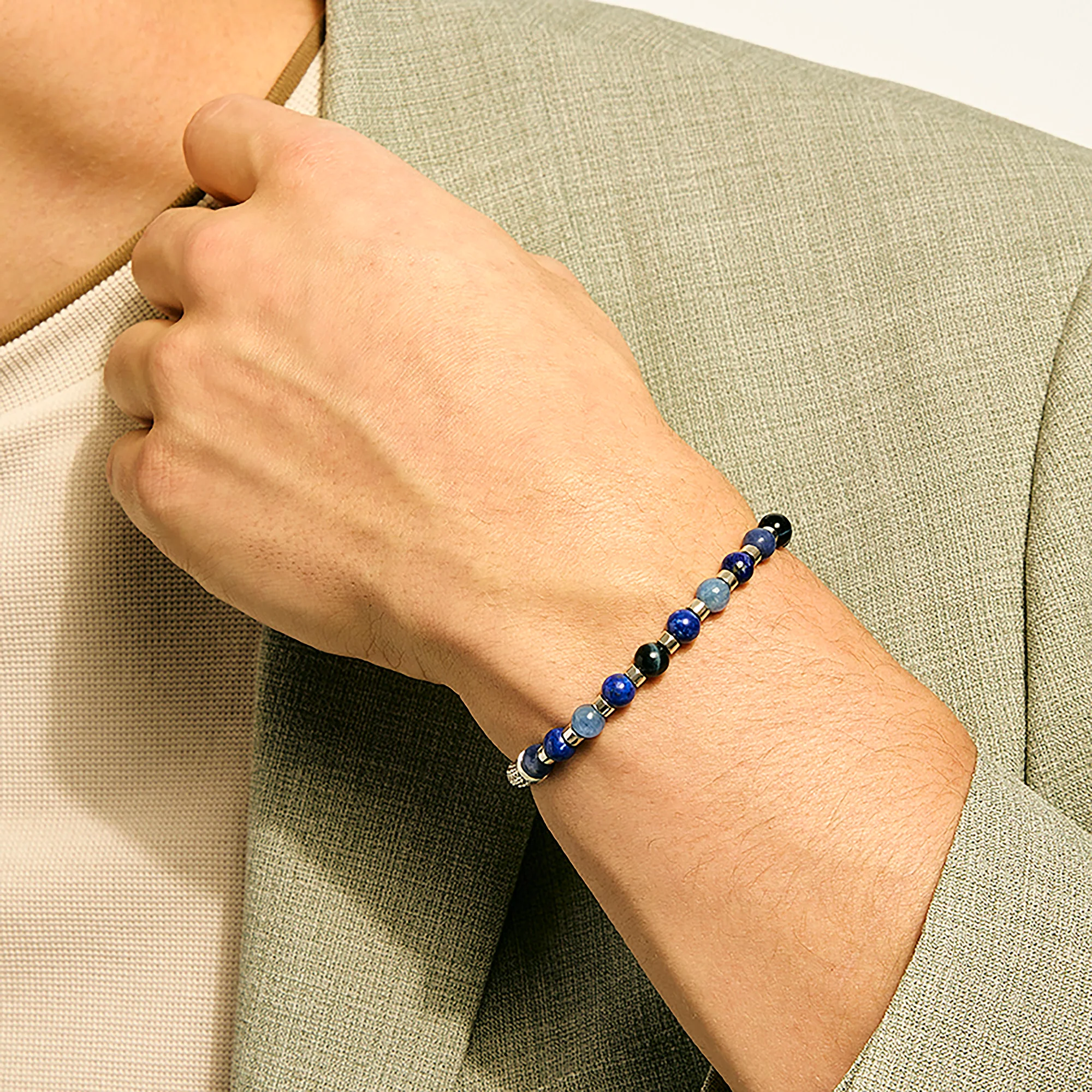 Beaded Bracelet, Sterling Silver, Hardstones|BUS989601LPZKN - Image 5