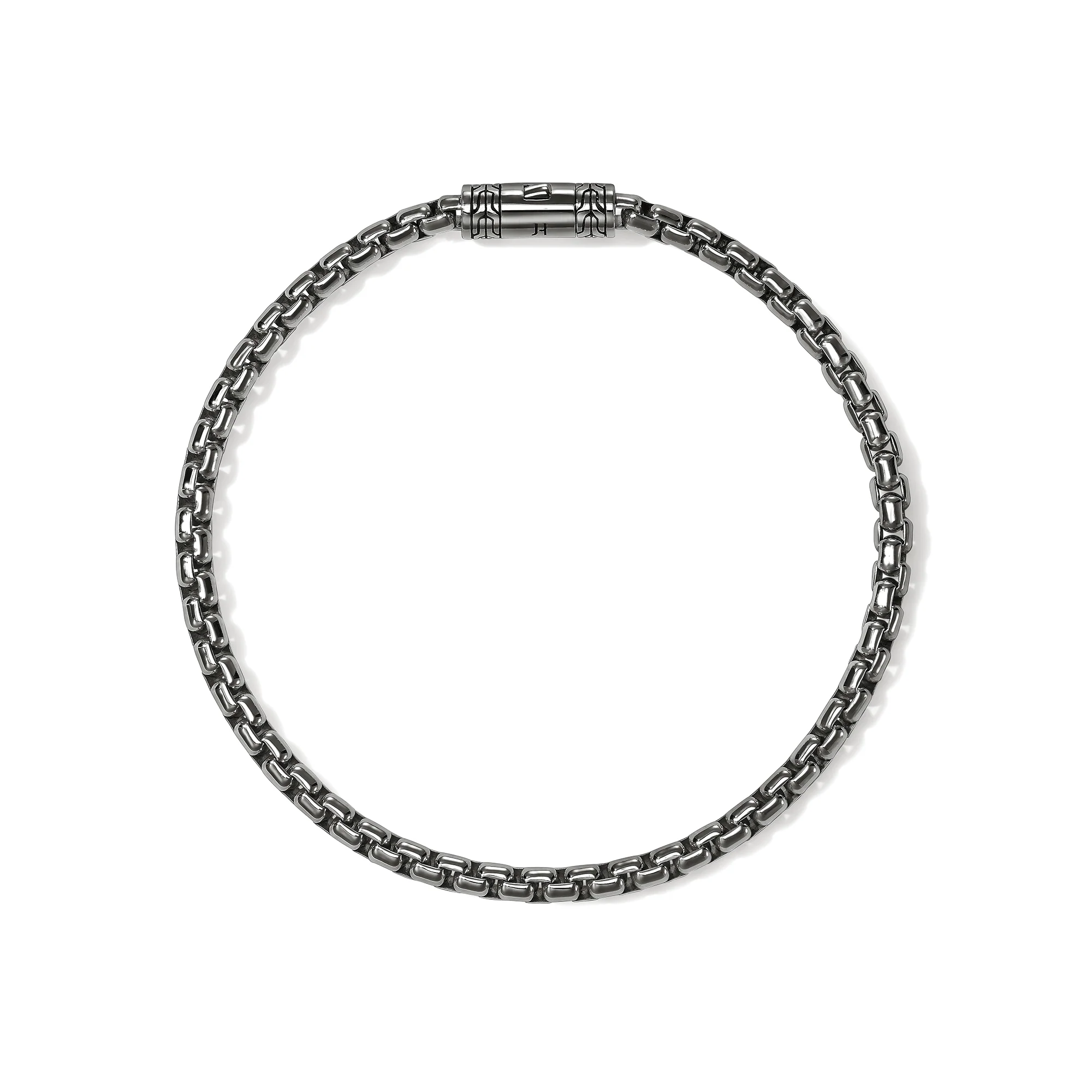 Box Chain Bracelet, Dark Silver, 3.7MM|BU98803SMBRD - Image 4