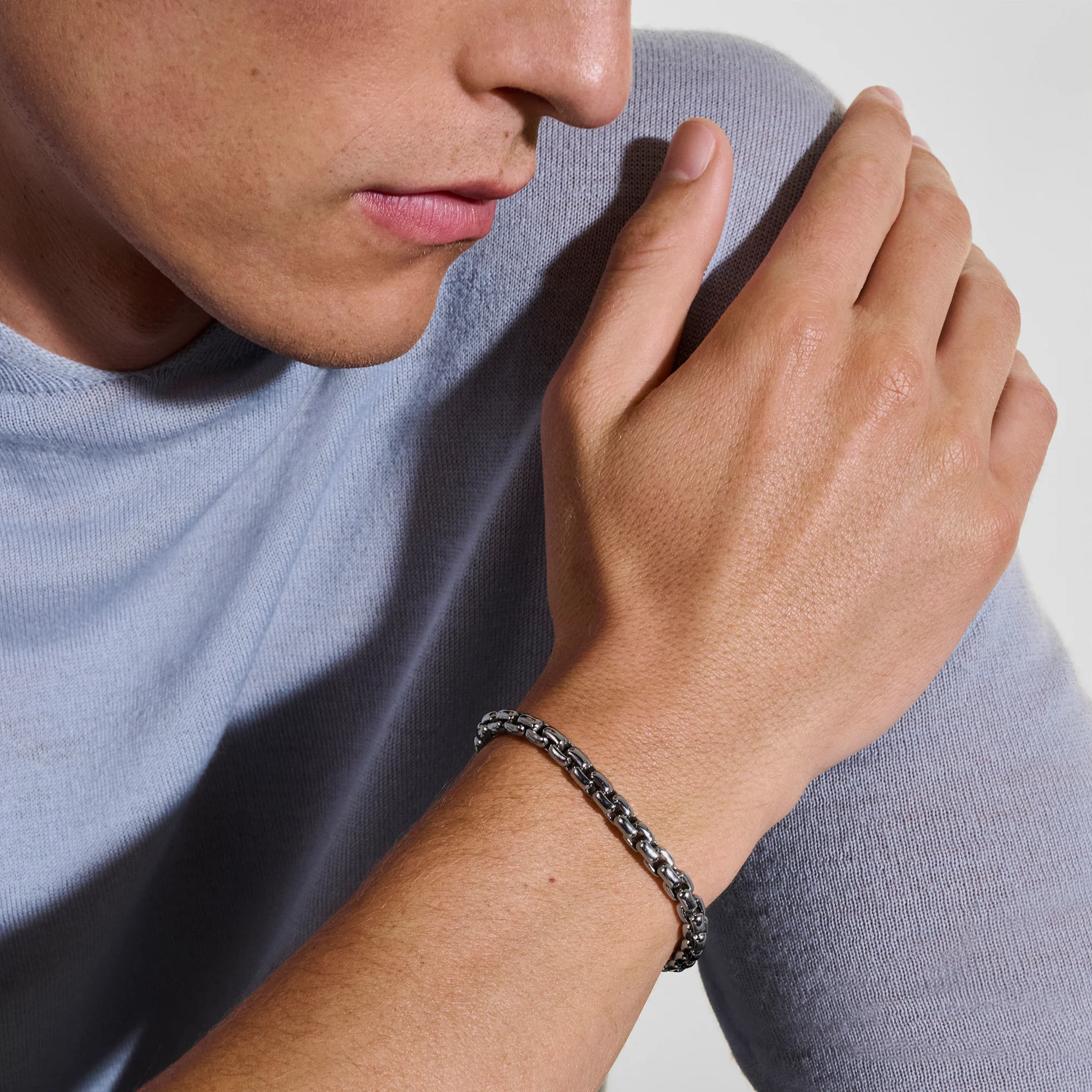 Box Chain Bracelet, Dark Silver, 6MM|BU98805SMBRD - Image 5