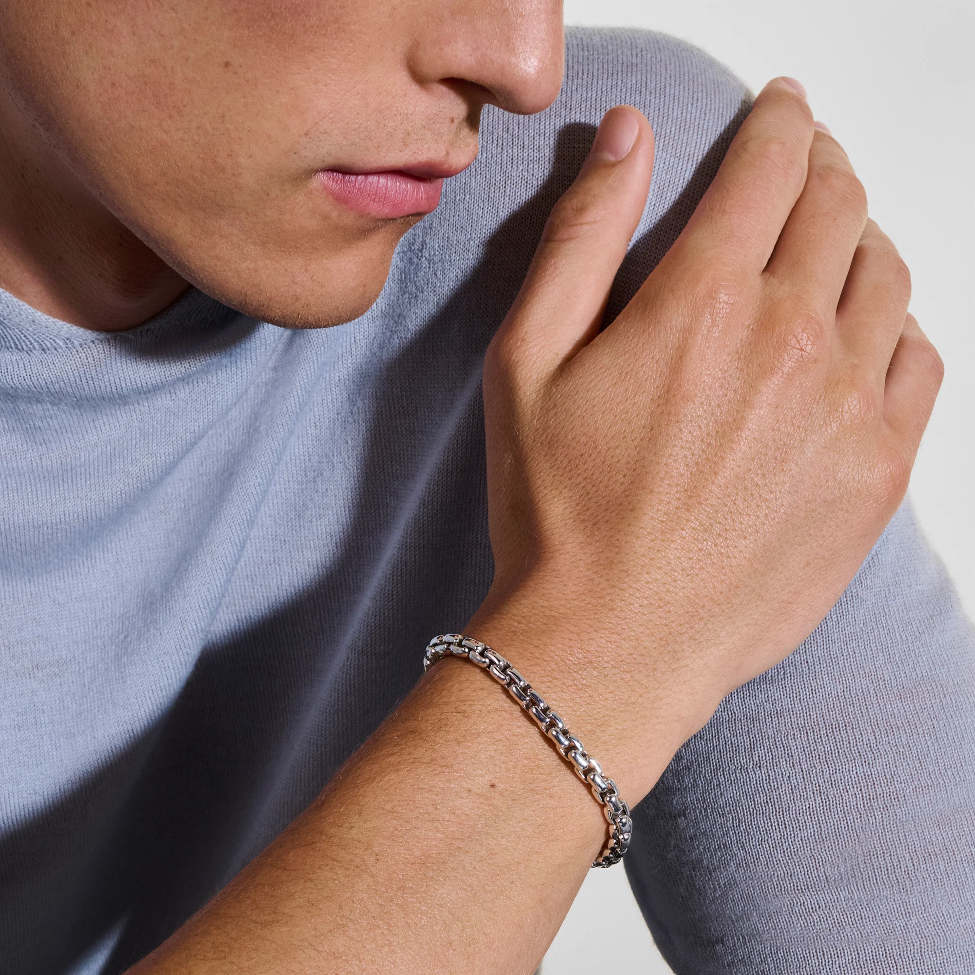 Box Chain Bracelet, Sterling Silver, 6MM|BU98805 - Image 5