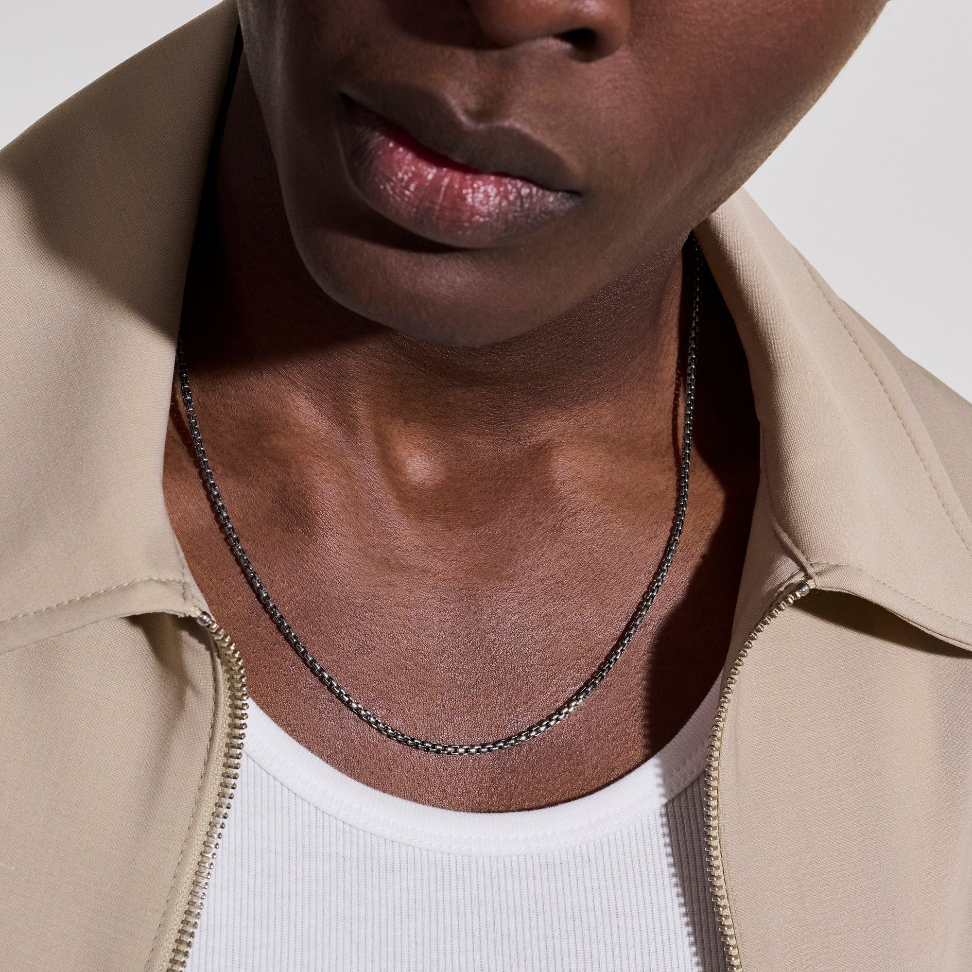 Box Chain Necklace, Dark Silver, 2.7MM|NM98807SMBRD - Image 3