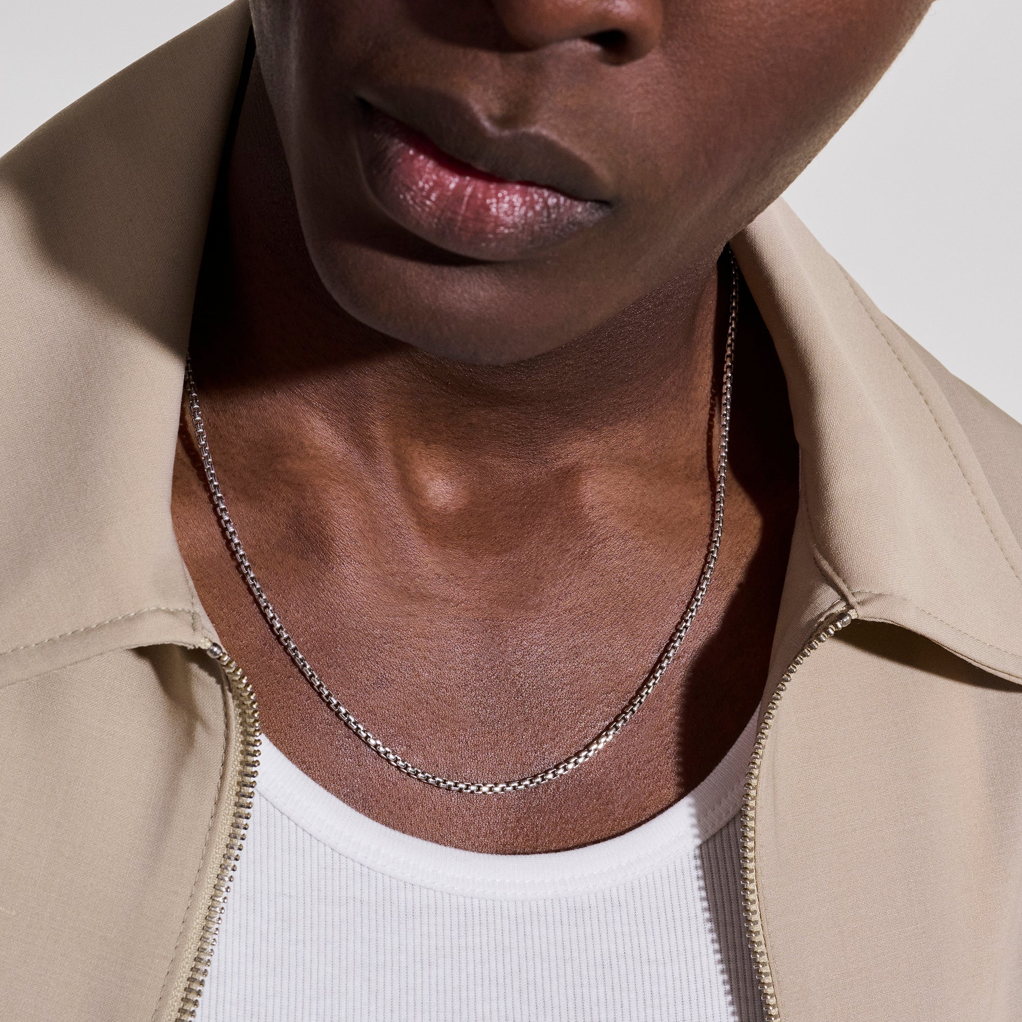 Box Chain Necklace, Sterling Silver, 2.7MM|NM98807 - Image 3