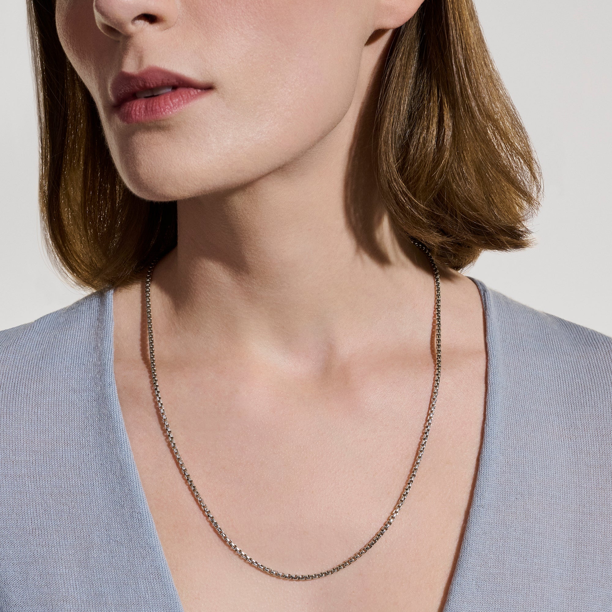 Box Chain Necklace, Sterling Silver, 2.7MM|NM98807 - Image 4