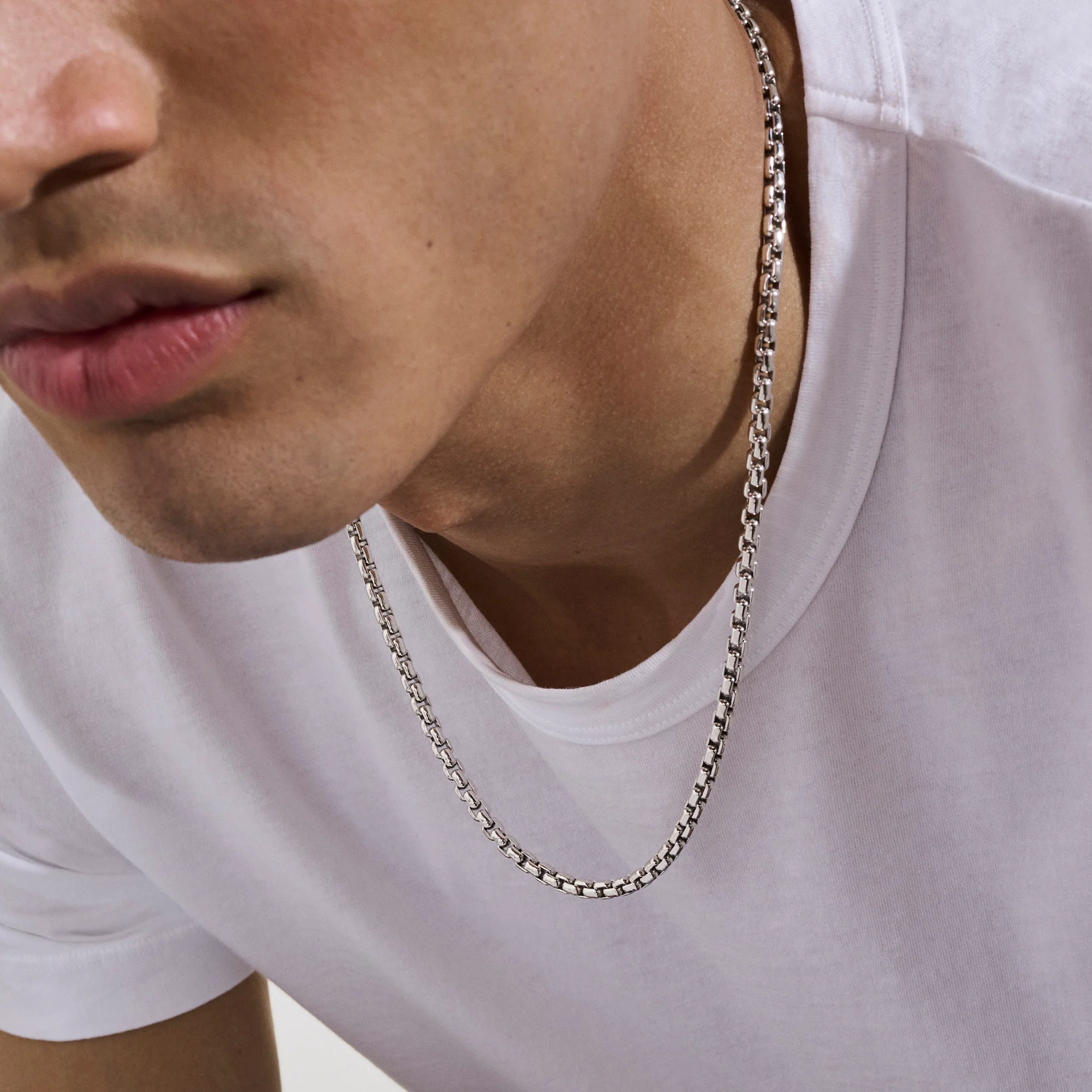 Box Chain Necklace, Sterling Silver, 4.8MM|NM98809 - Image 3