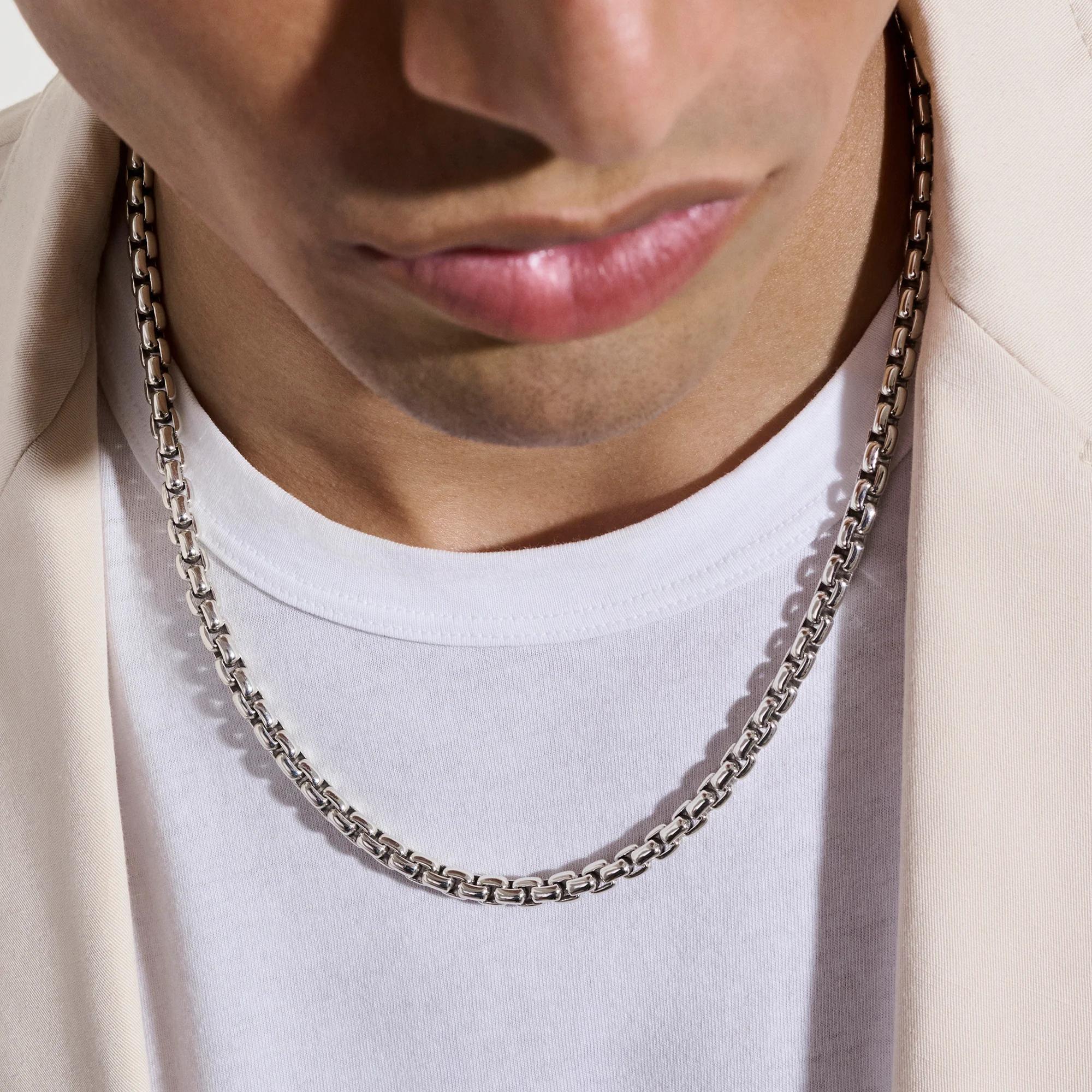 Box Chain Necklace, Sterling Silver, 6MM|NM98810 - Image 3