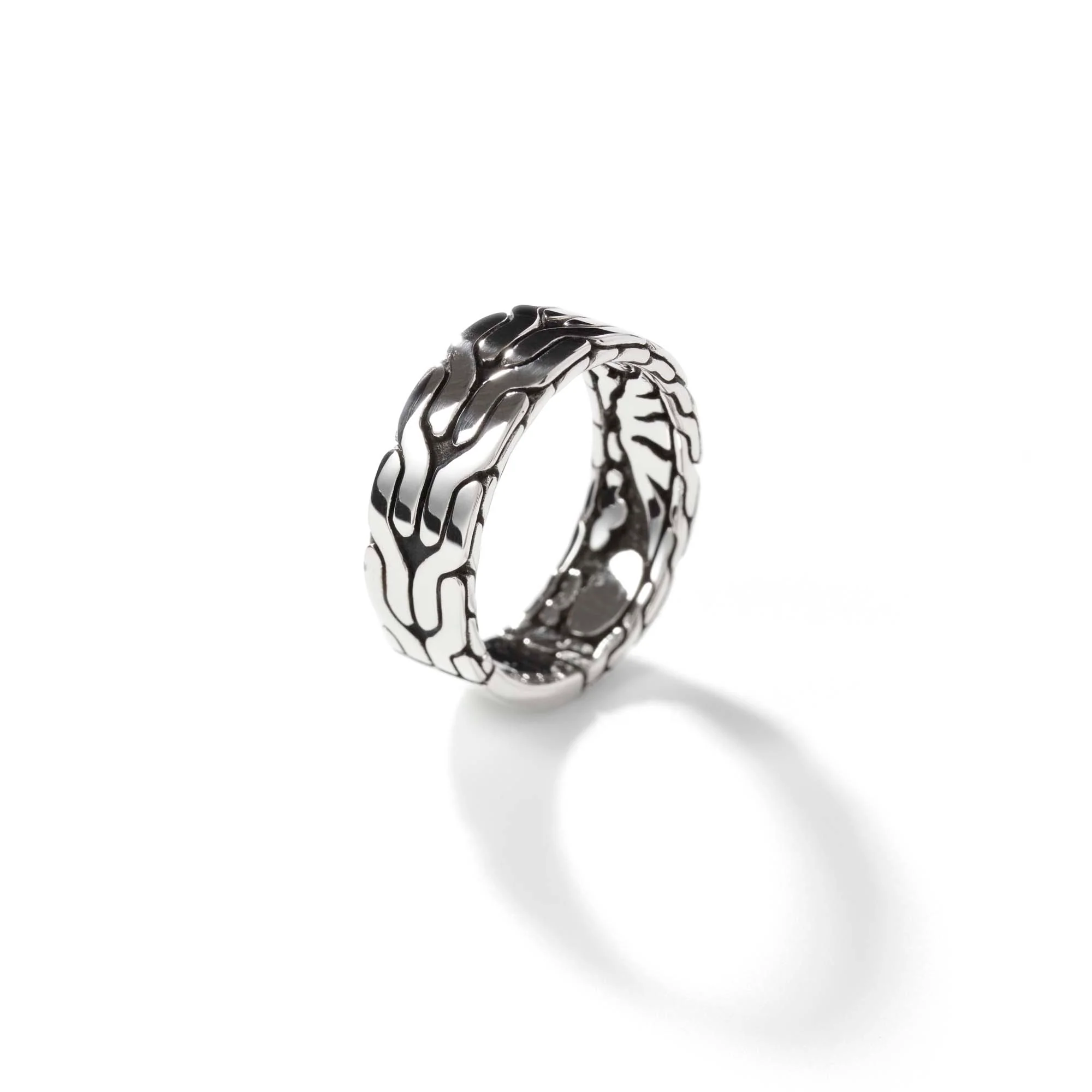 Men's Carved Chain Band Ring, Sterling Silver, 8MM|RB99842 - Image 3