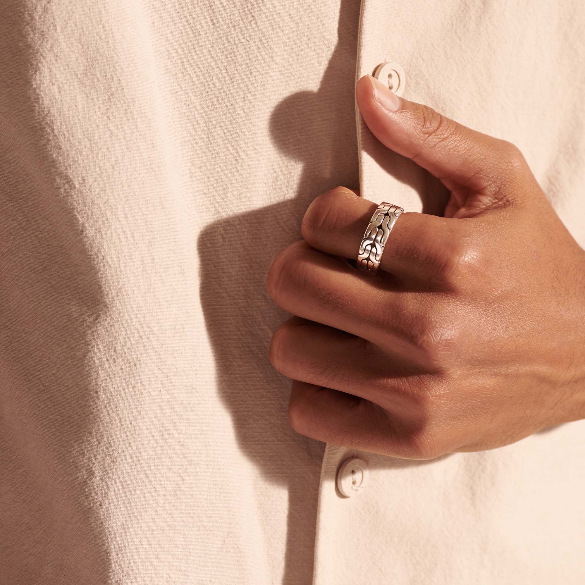 Men's Carved Chain Band Ring, Sterling Silver, 8MM|RB99842 - Image 7