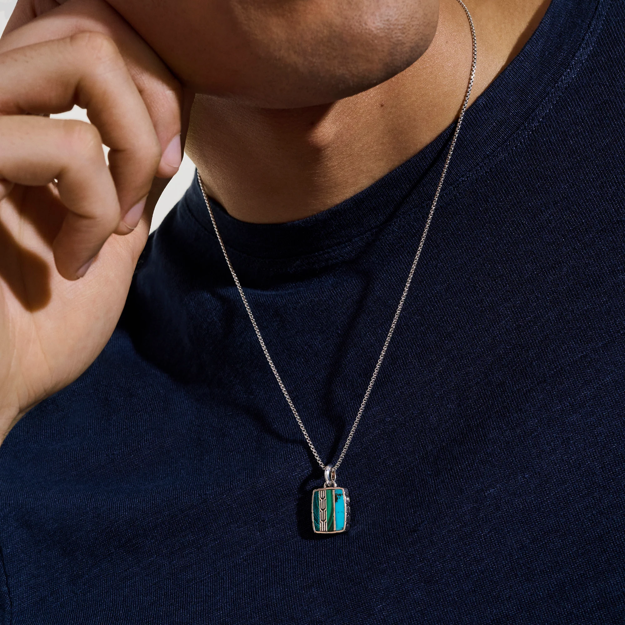 Icon 50 Necklace, Sterling Silver, Hardstones|NMS988201TQMH - Image 4