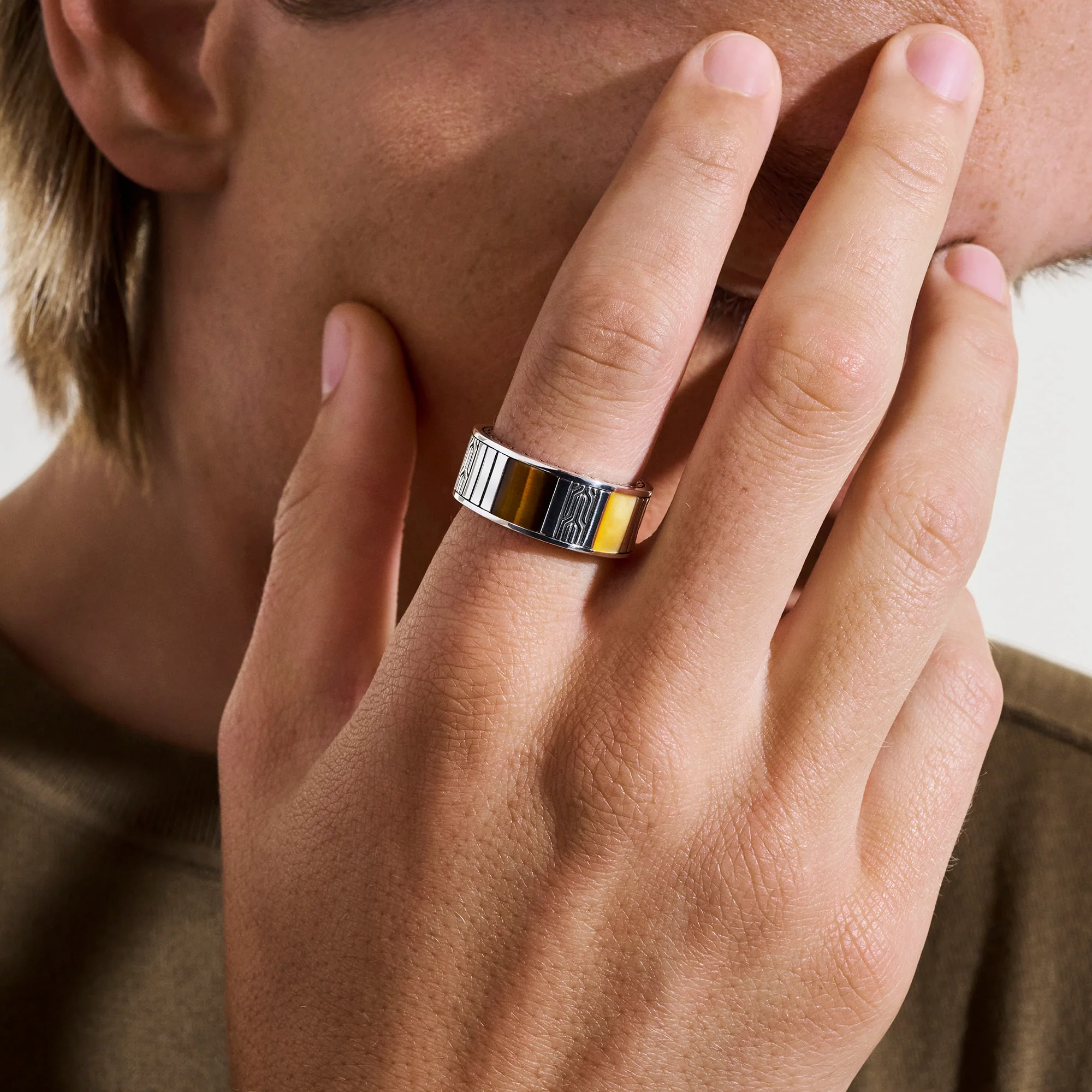 Icon 50 Ring, Sterling Silver, Hardstones|RMS988021TEPY - Image 5