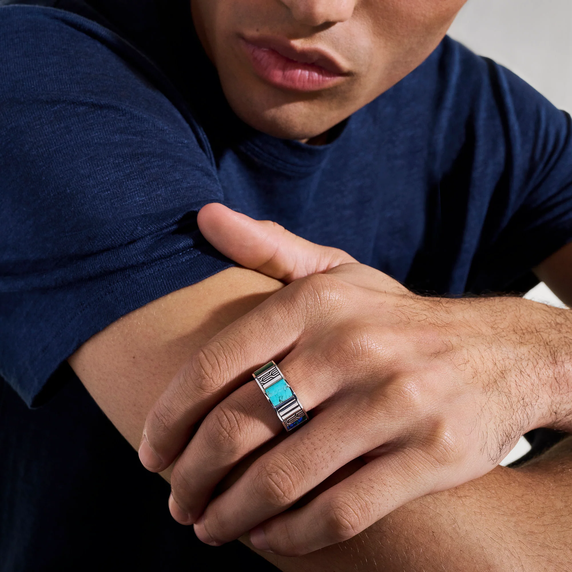 Icon 50 Ring, Sterling Silver, Hardstones|RMS988021TQMH - Image 5