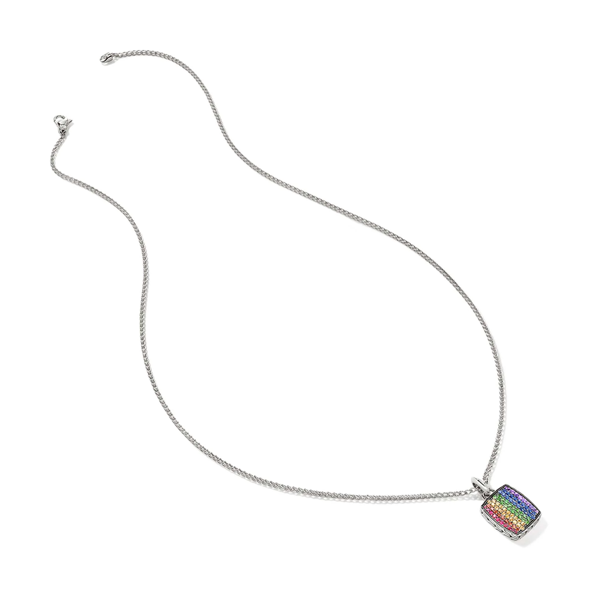 Rainbow Tag Necklace, Sterling Silver, Gemstones|NMS9010804AMBSPTS - Image 3