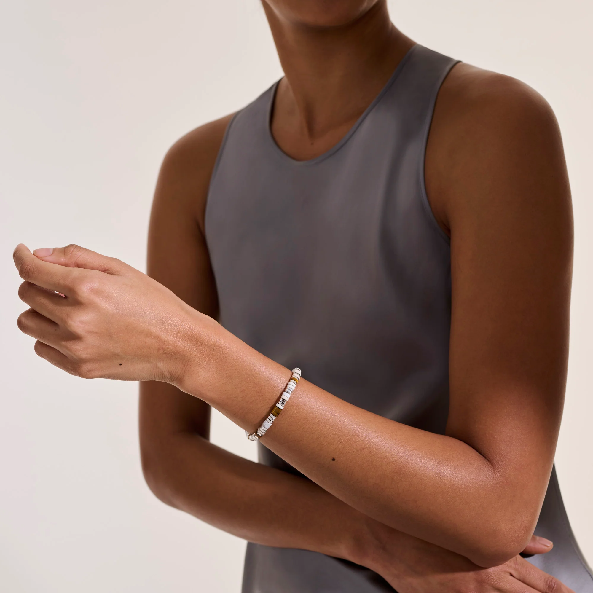 Colorblock Bracelet, Silver, Slim|BUS9012251LBRTEHL - Image 7