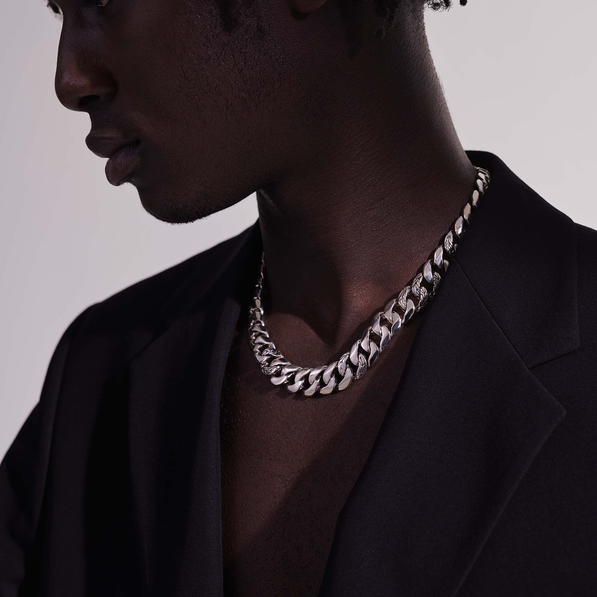 Curb Chain Necklace, Sterling Silver, 14MM|NB900803 - Image 7