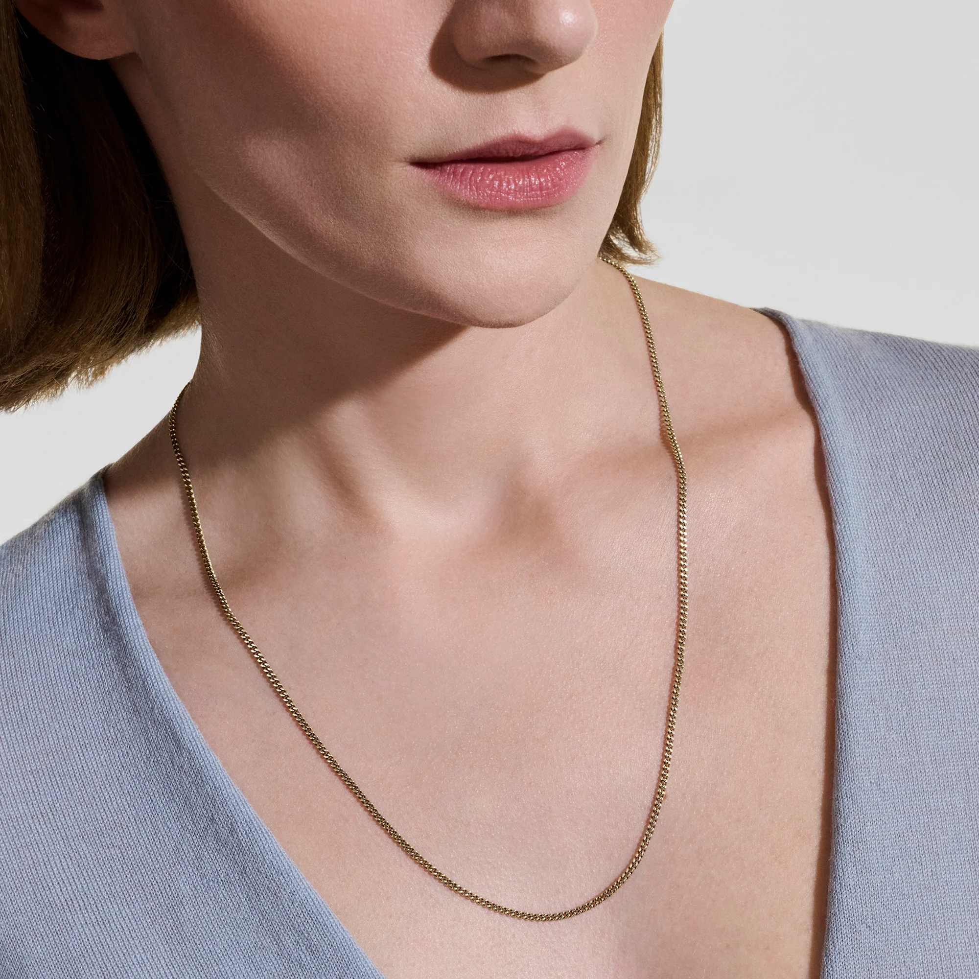 Curb Chain Necklace, Gold, 2.1MM|NMGG98811 - Image 4