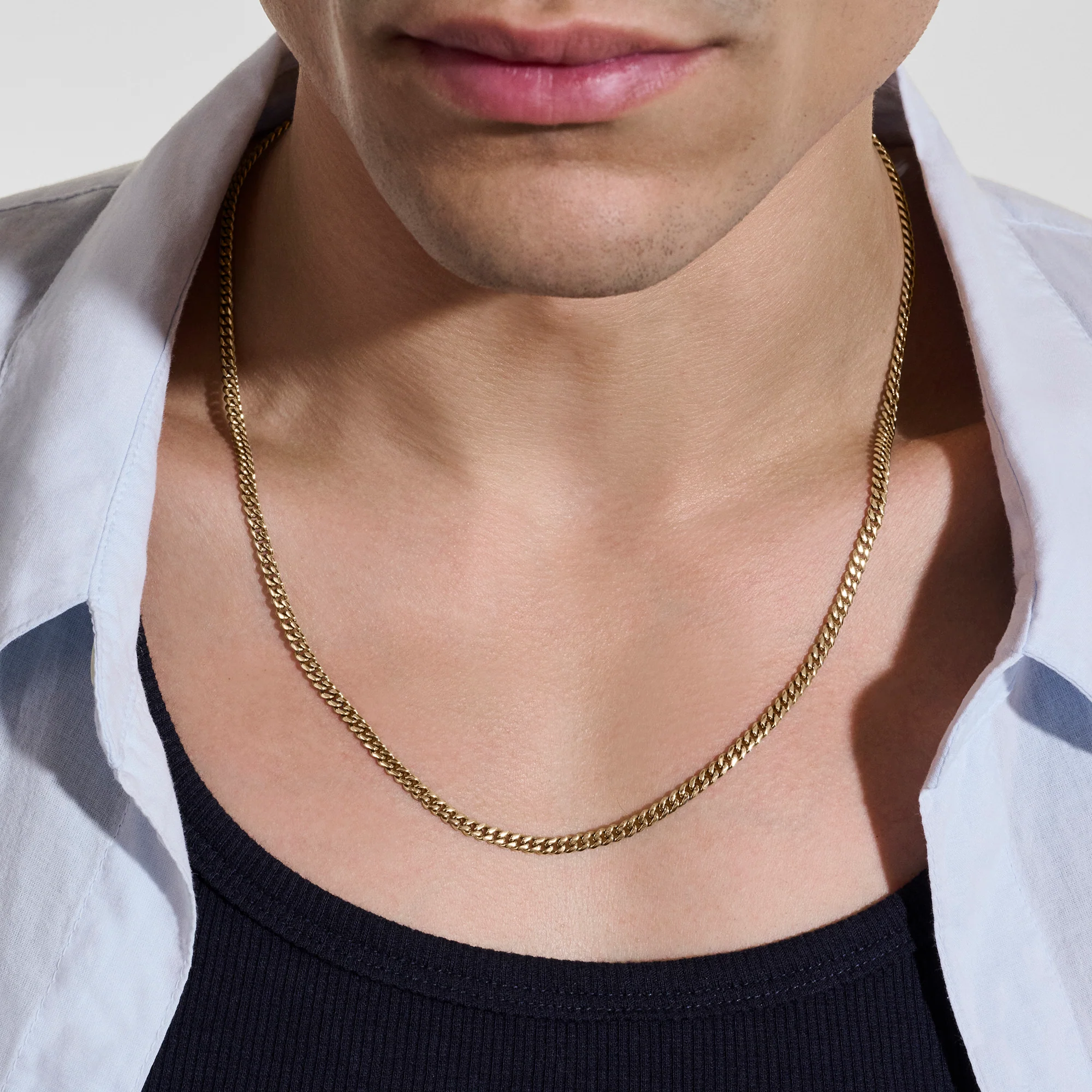Curb Chain Necklace, Gold, 3.9MM|NMGG98812 - Image 3