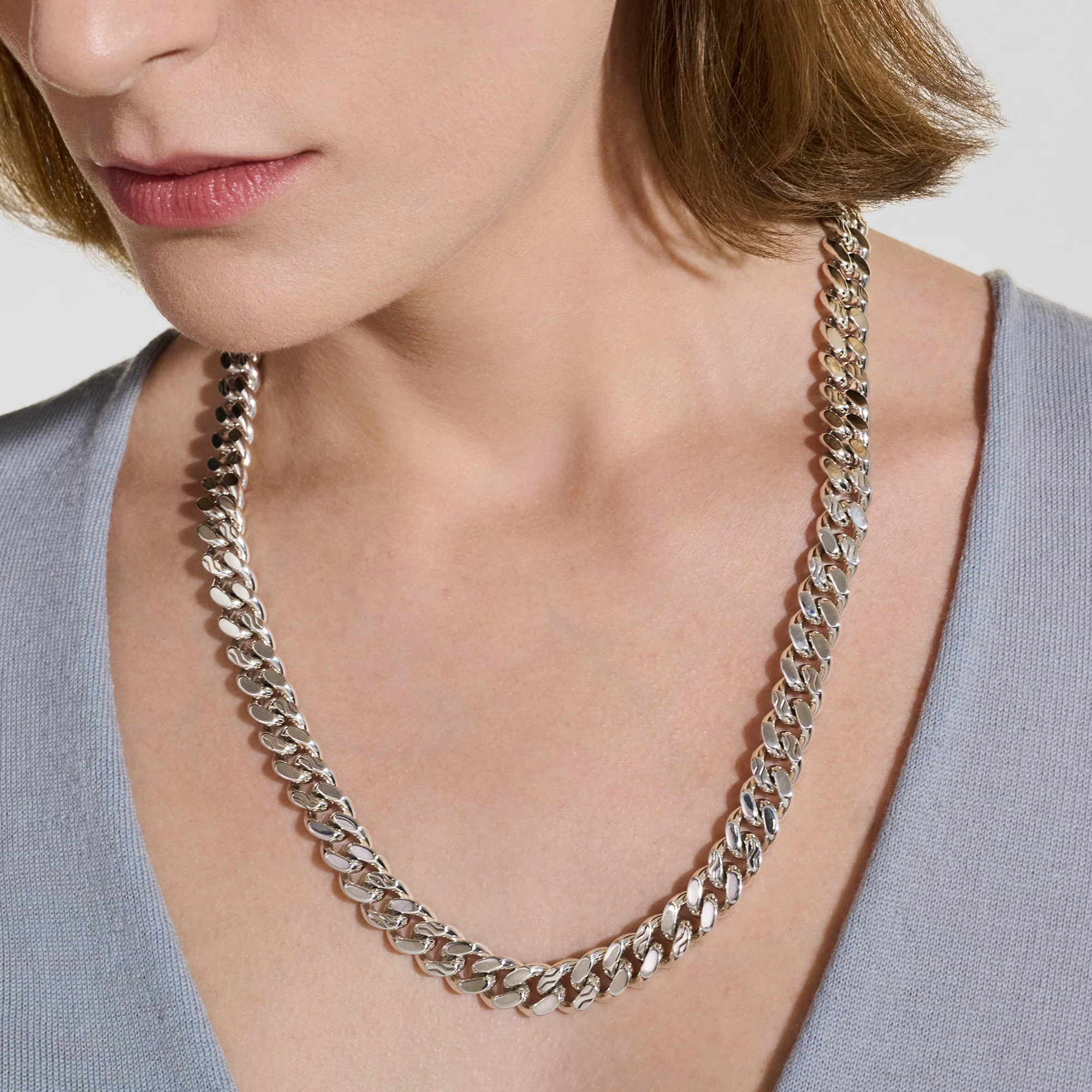 Curb Chain Necklace, Sterling Silver, 11MM|NM98814 - Image 4