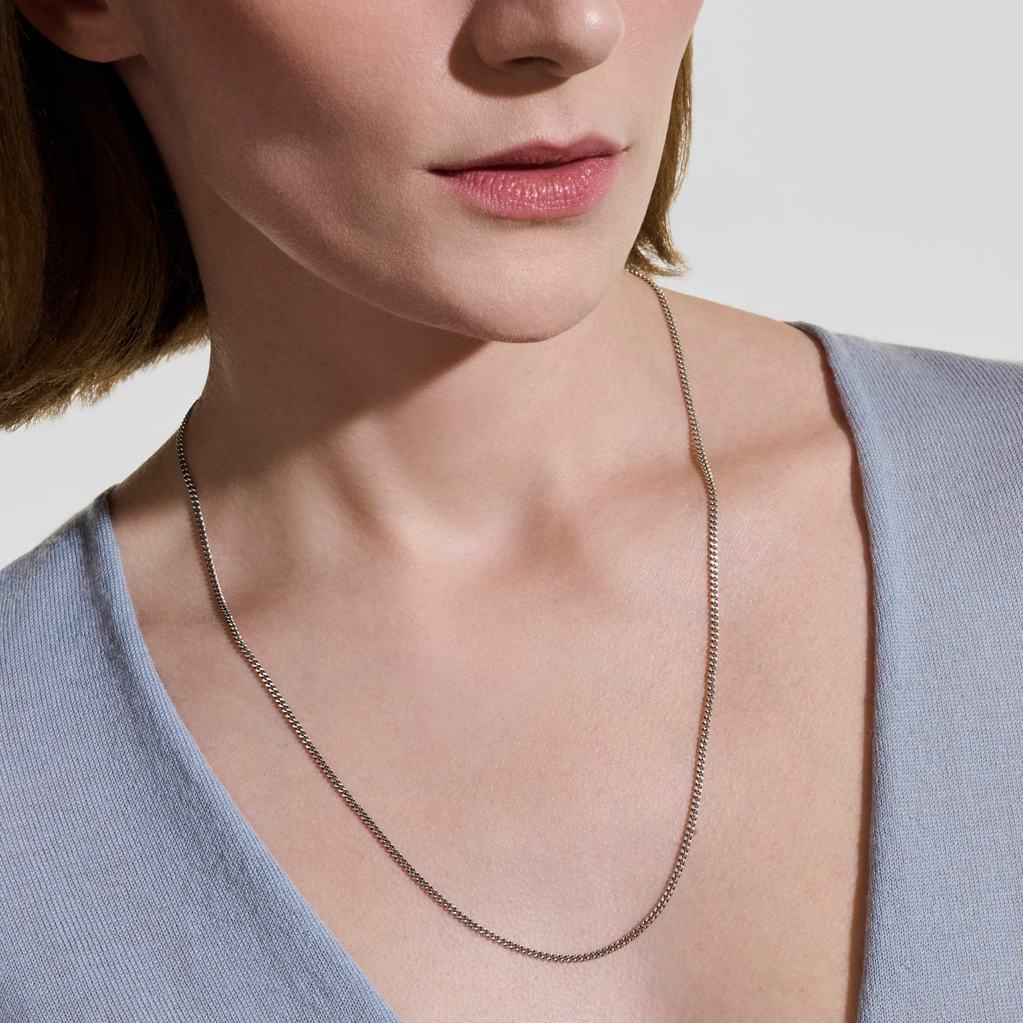 Curb Chain Necklace, Sterling Silver, 2.1MM|NM98811 - Image 4