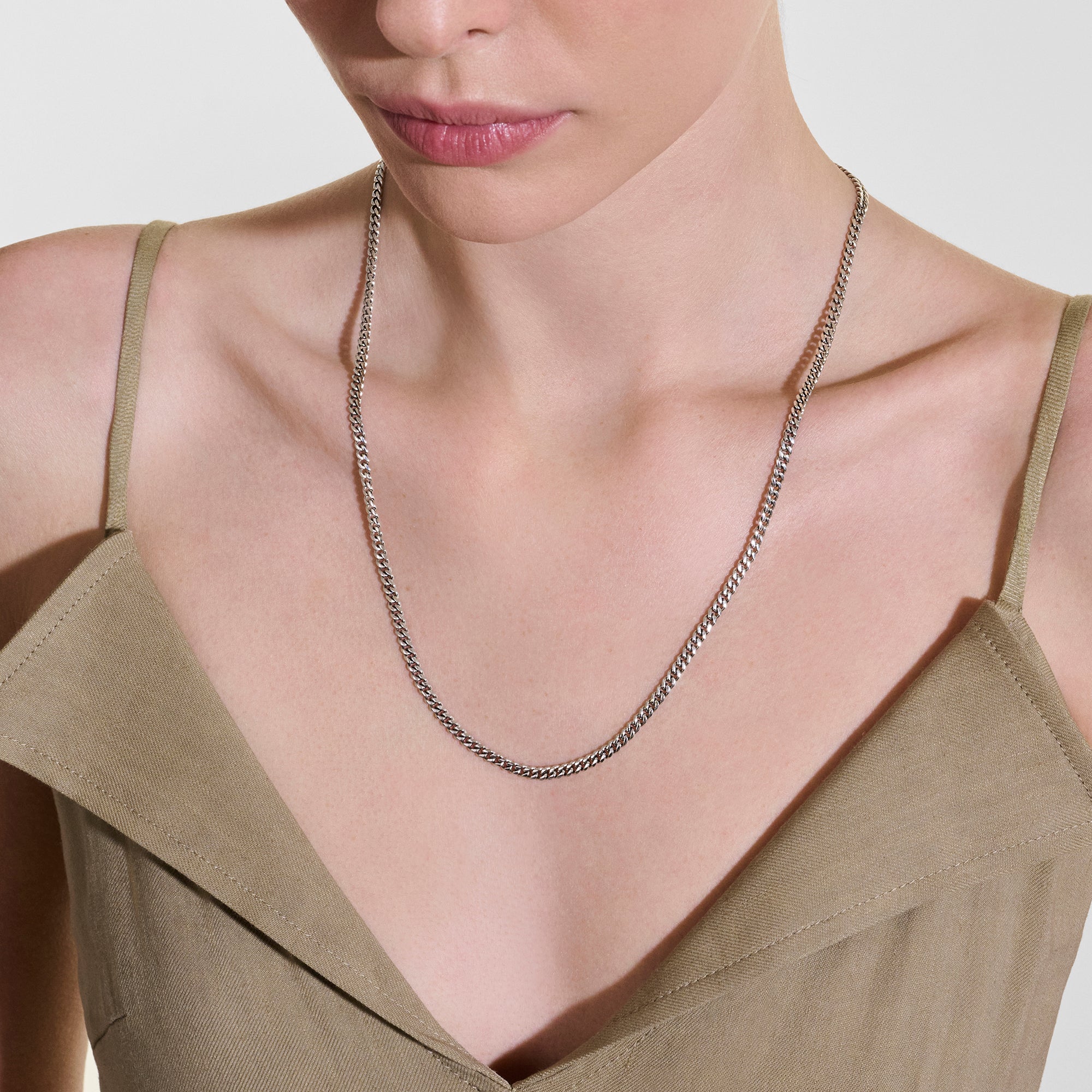 Curb Chain Necklace, Sterling Silver, 3.9MM|NM98812 - Image 4