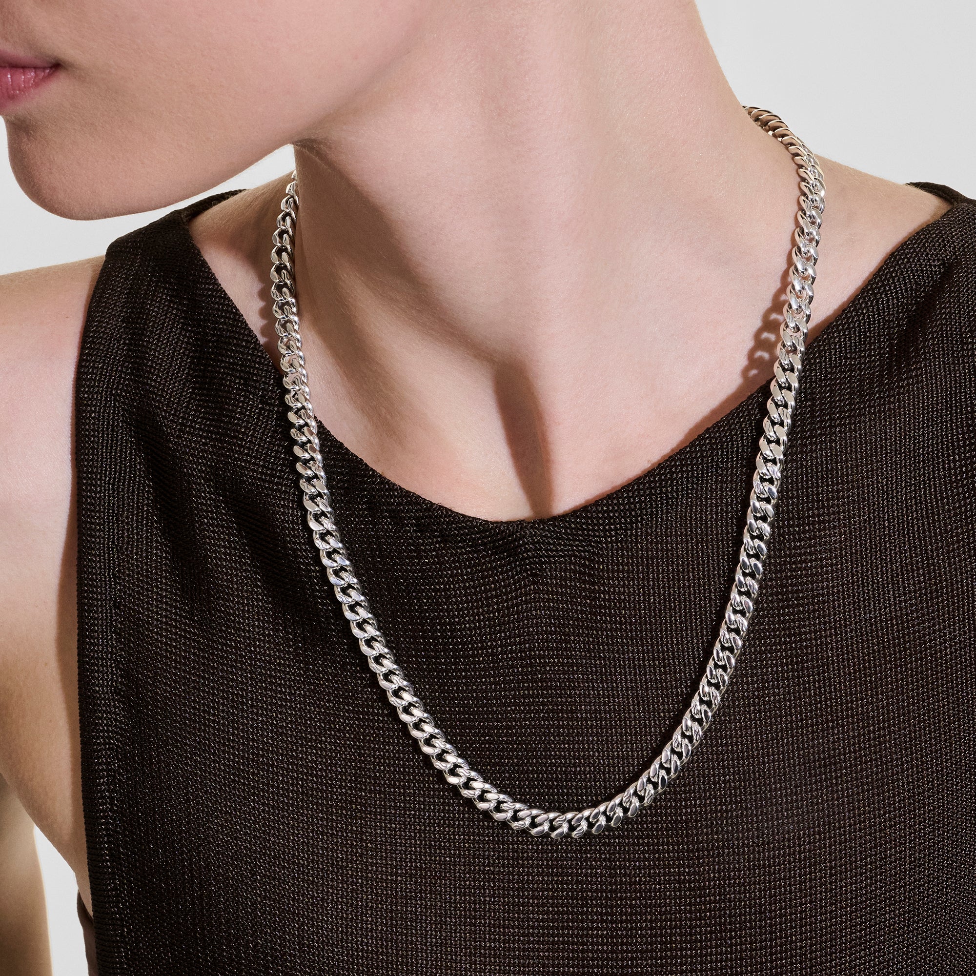 Curb Chain Necklace, Sterling Silver, 7MM|NM98813 - Image 4