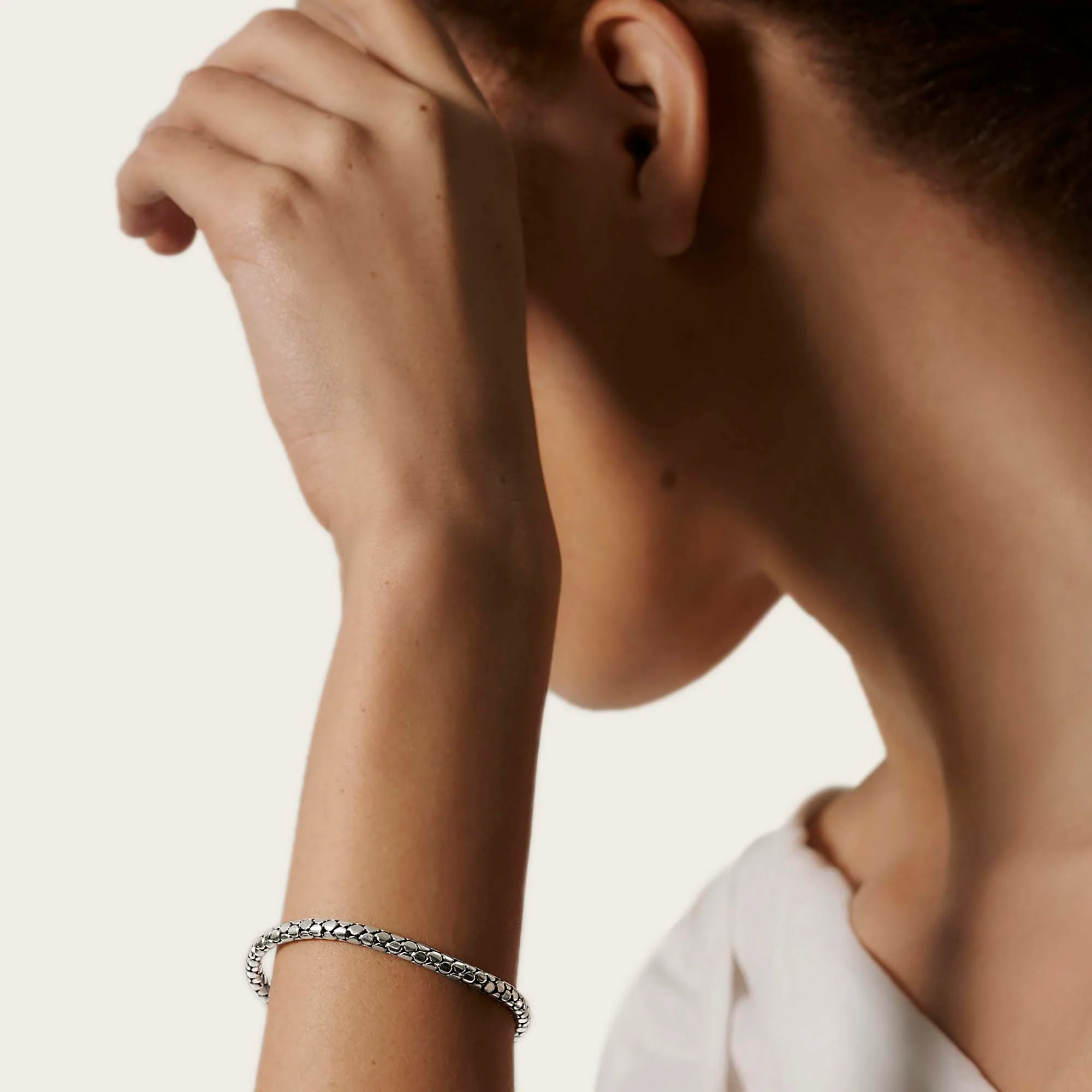 Dot Chain Bracelet, Sterling Silver, Slim|BB34386 - Image 4