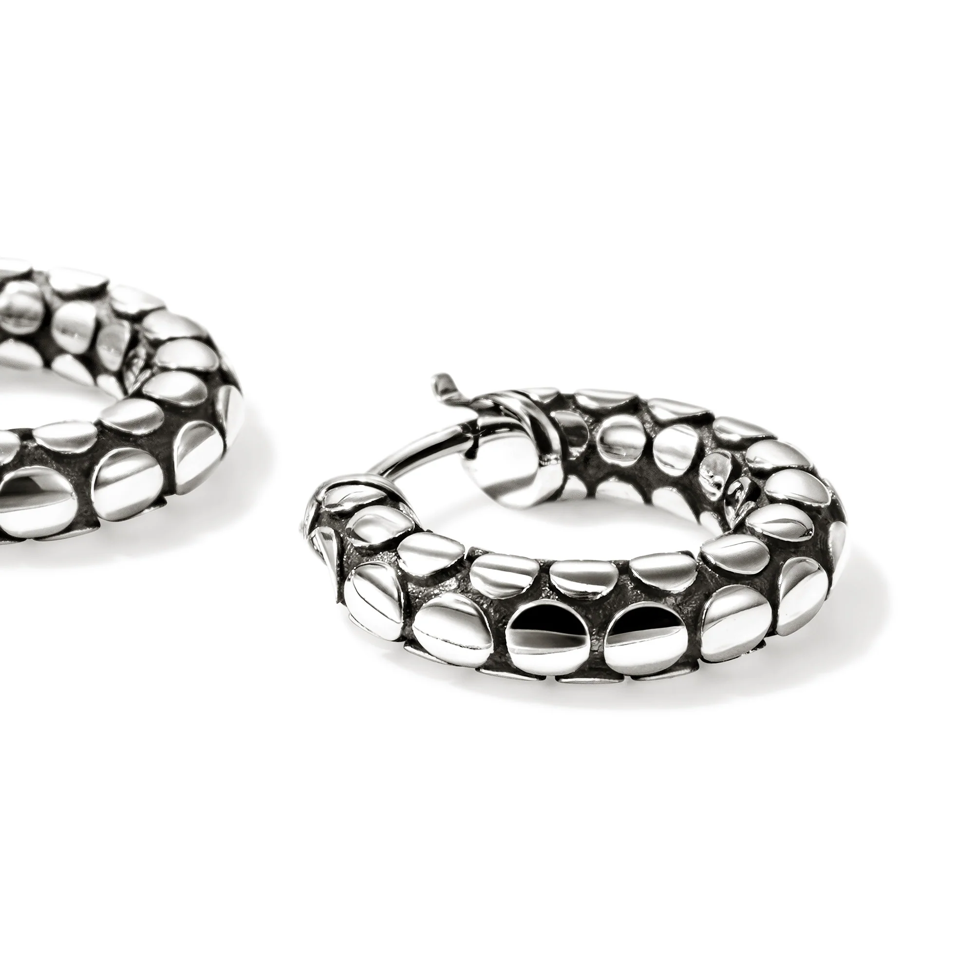 Dot Hoop Earrings, Sterling Silver, 15MM|EB30176 - Image 2