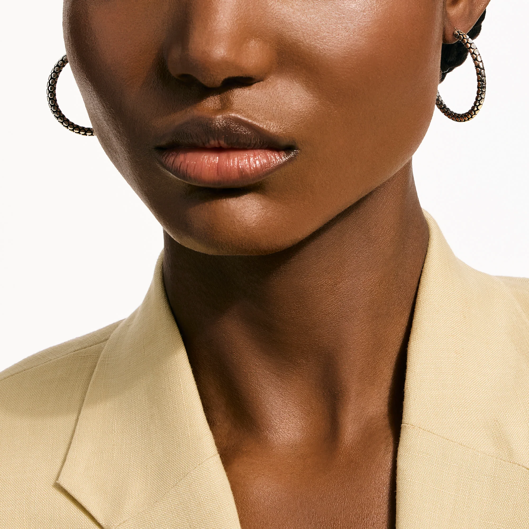 Dot Hoop Earrings, Sterling Silver, 37MM|EB30177 - Image 4