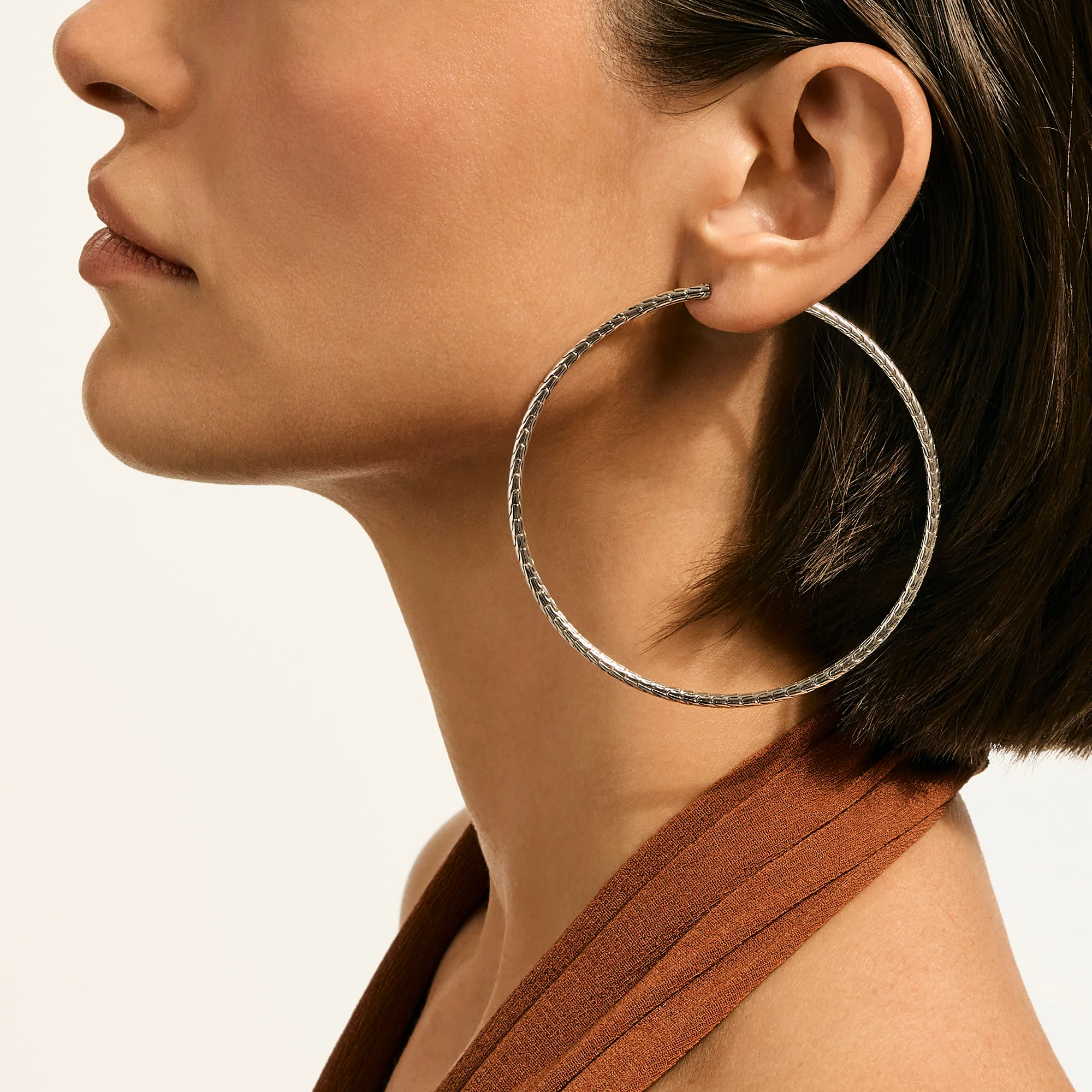JH Essential Flex Hoop Earrings, Sterling Silver, 78.5MM|EB98926 - Image 4