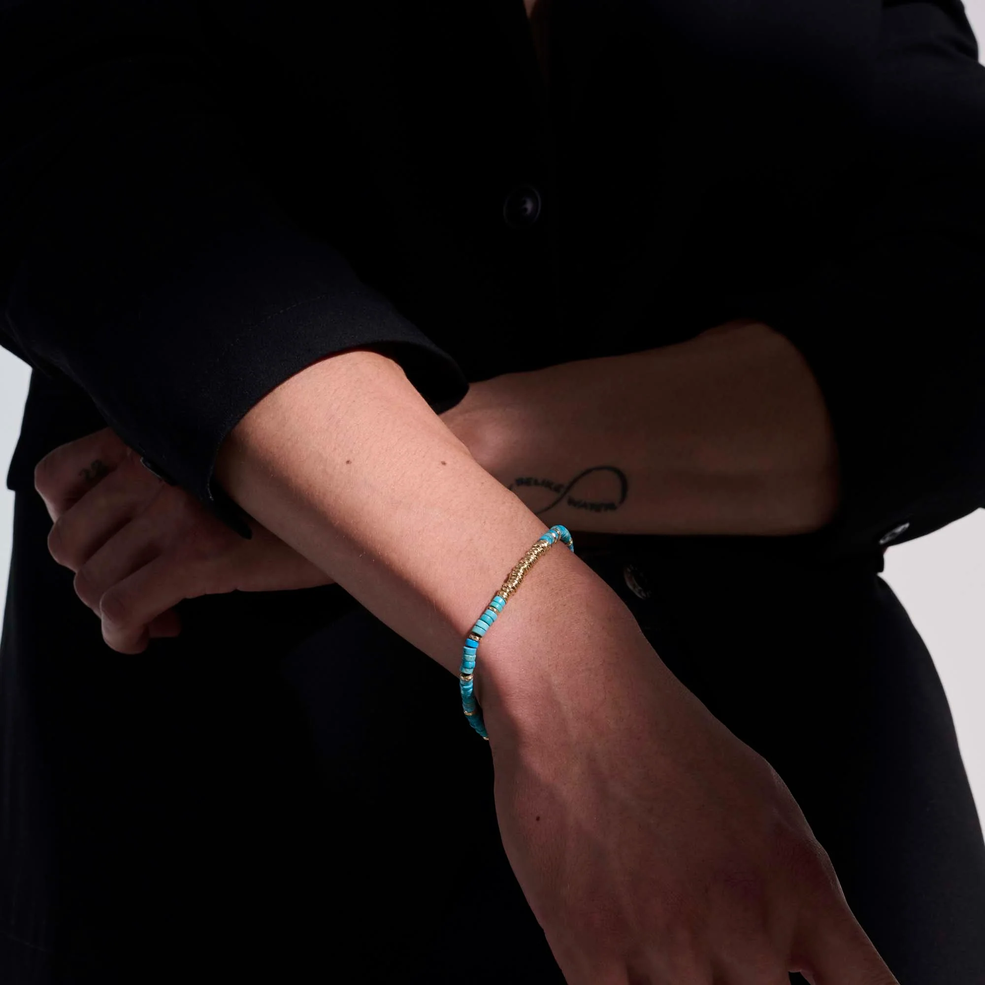 Heishi Bracelet, Gold, Hardstones|BUGGS900984TQ - Image 5