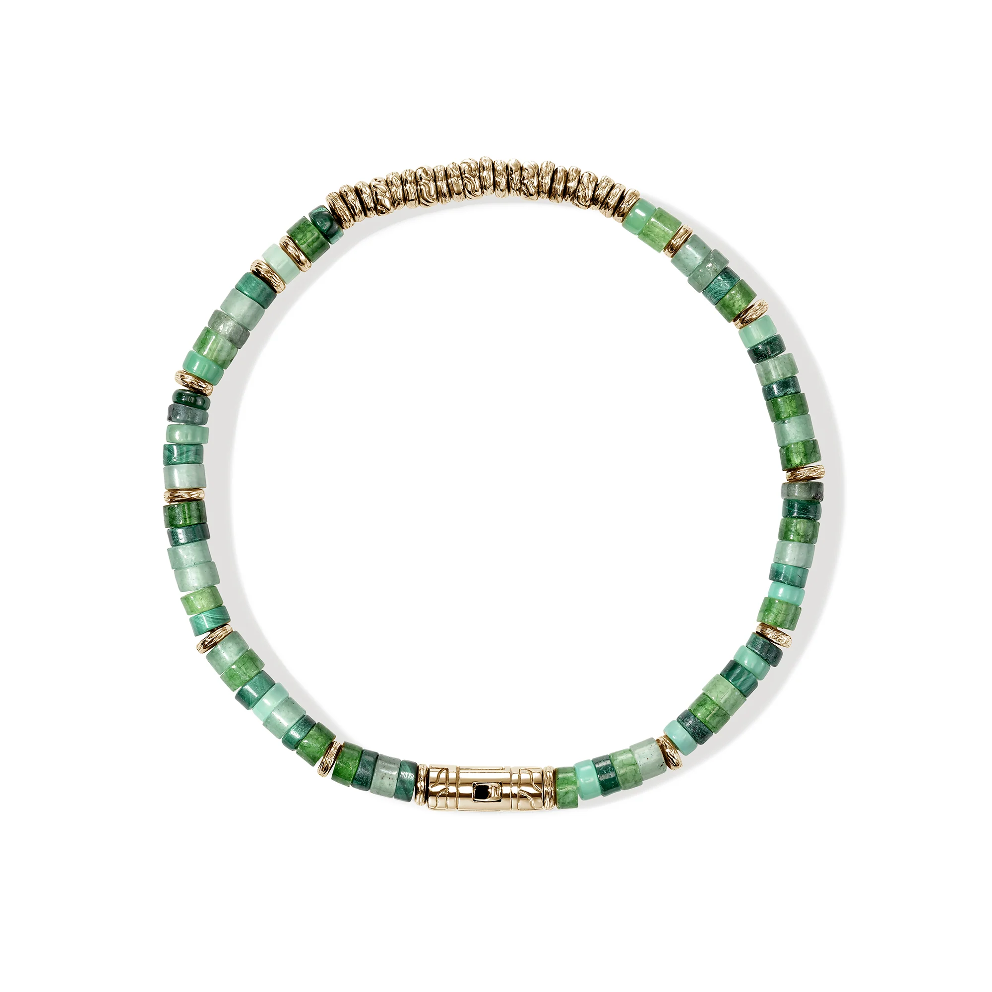 Heishi Bracelet, Hardstones, Emeralds, Gold|BUGGS900984MHQZATR - Image 3