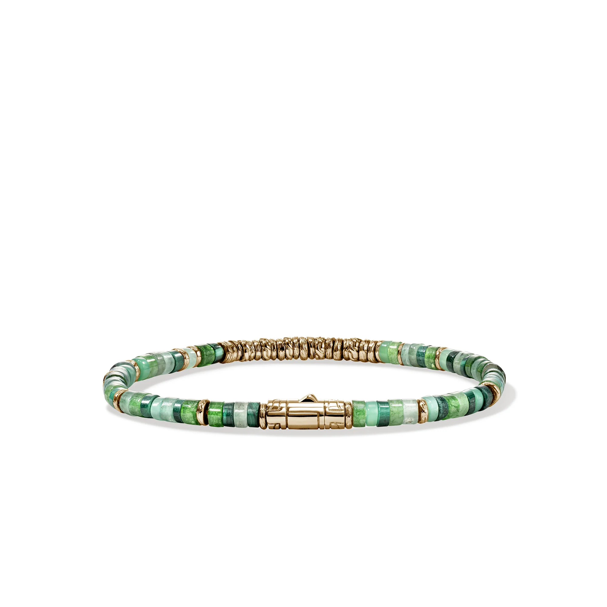 Heishi Bracelet, Hardstones, Emeralds, Gold|BUGGS900984MHQZATR - Image 4