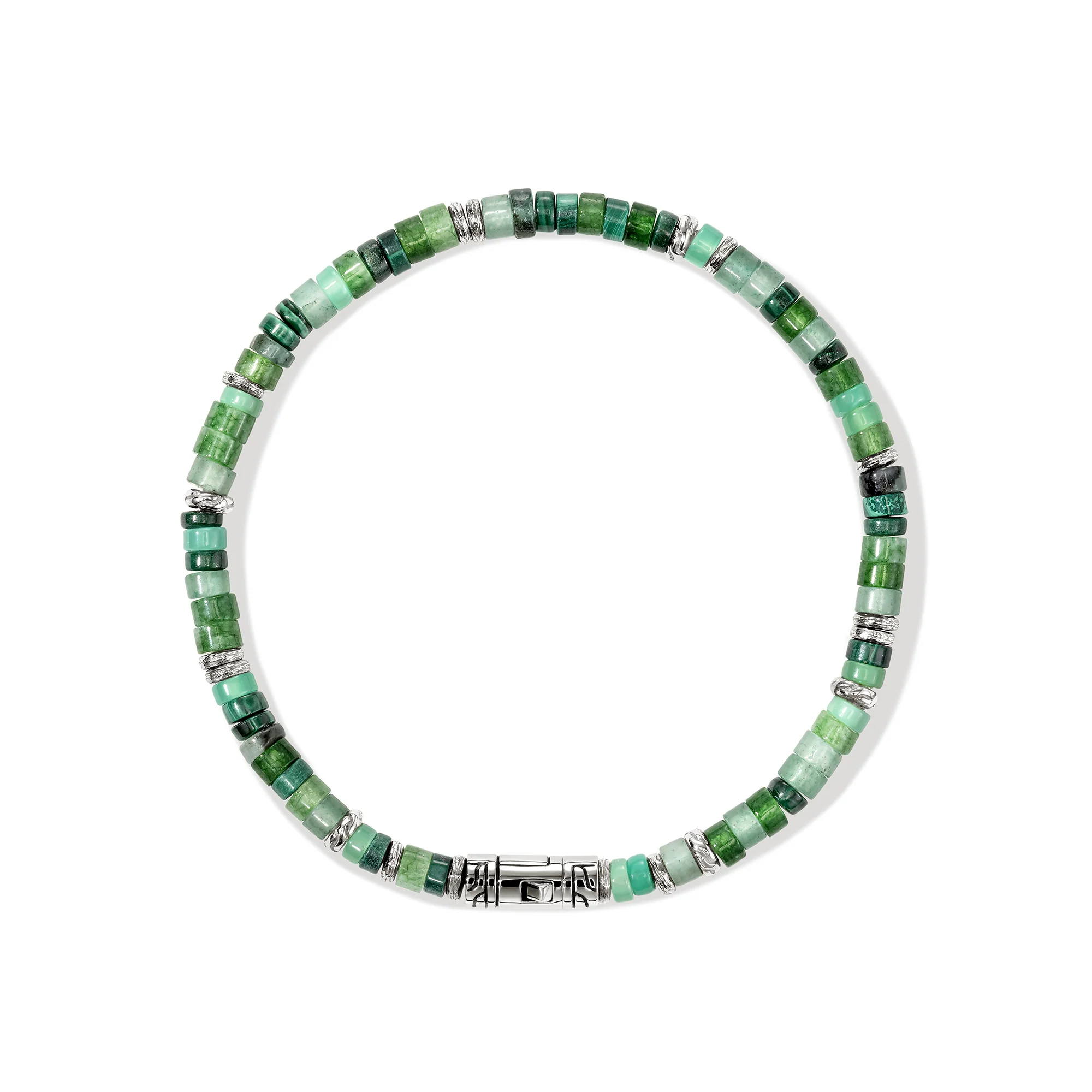 Heishi Bracelet, Hardstones, Emeralds, Sterling Silver|BUS900698MHQZATR - Image 3