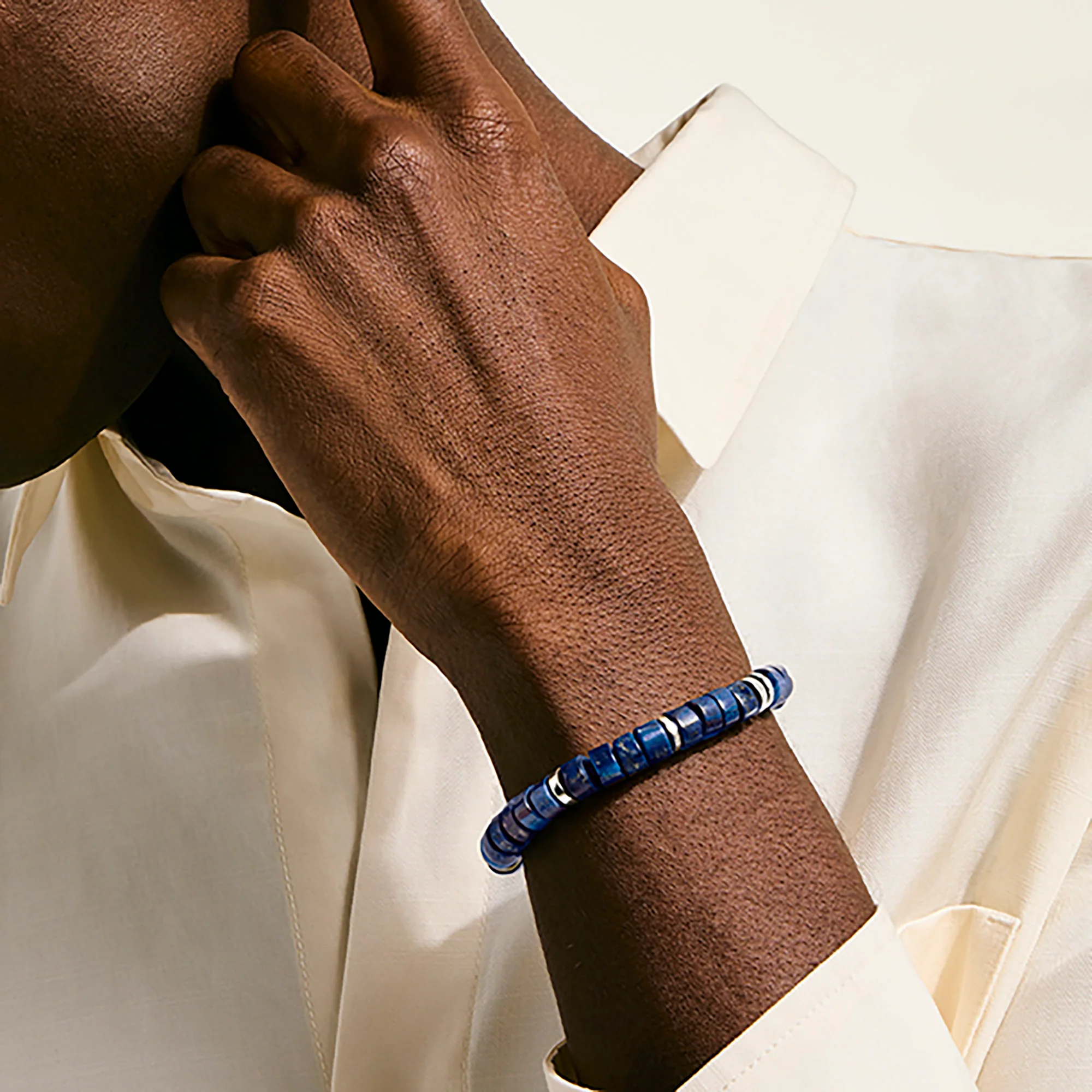 Heishi Bracelet, Sterling Silver, Lapis Lazuli, 8MM|BUS290131LPZ - Image 5