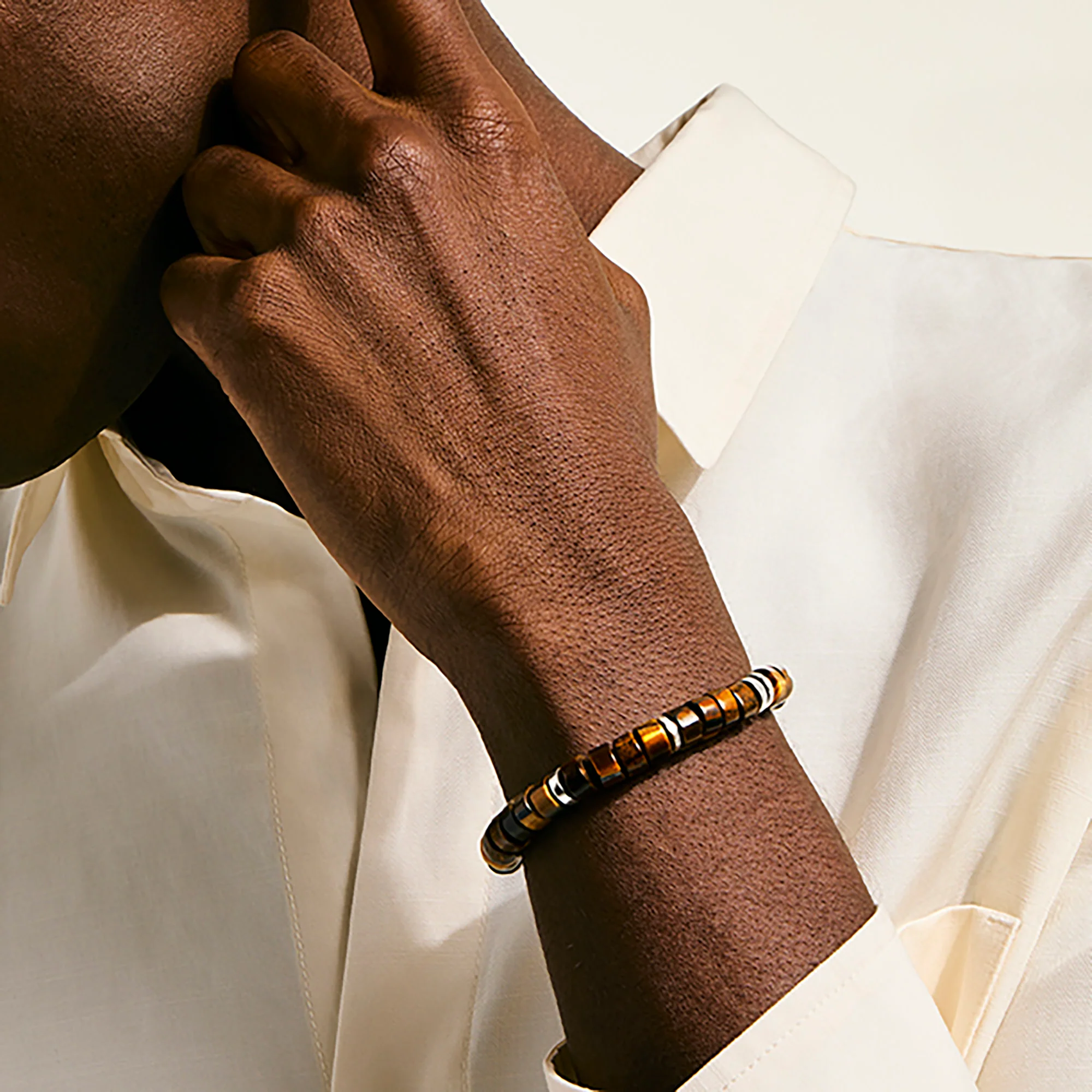 Heishi Bracelet, Sterling Silver, Tiger Eye, 8MM|BUS290131TE - Image 5