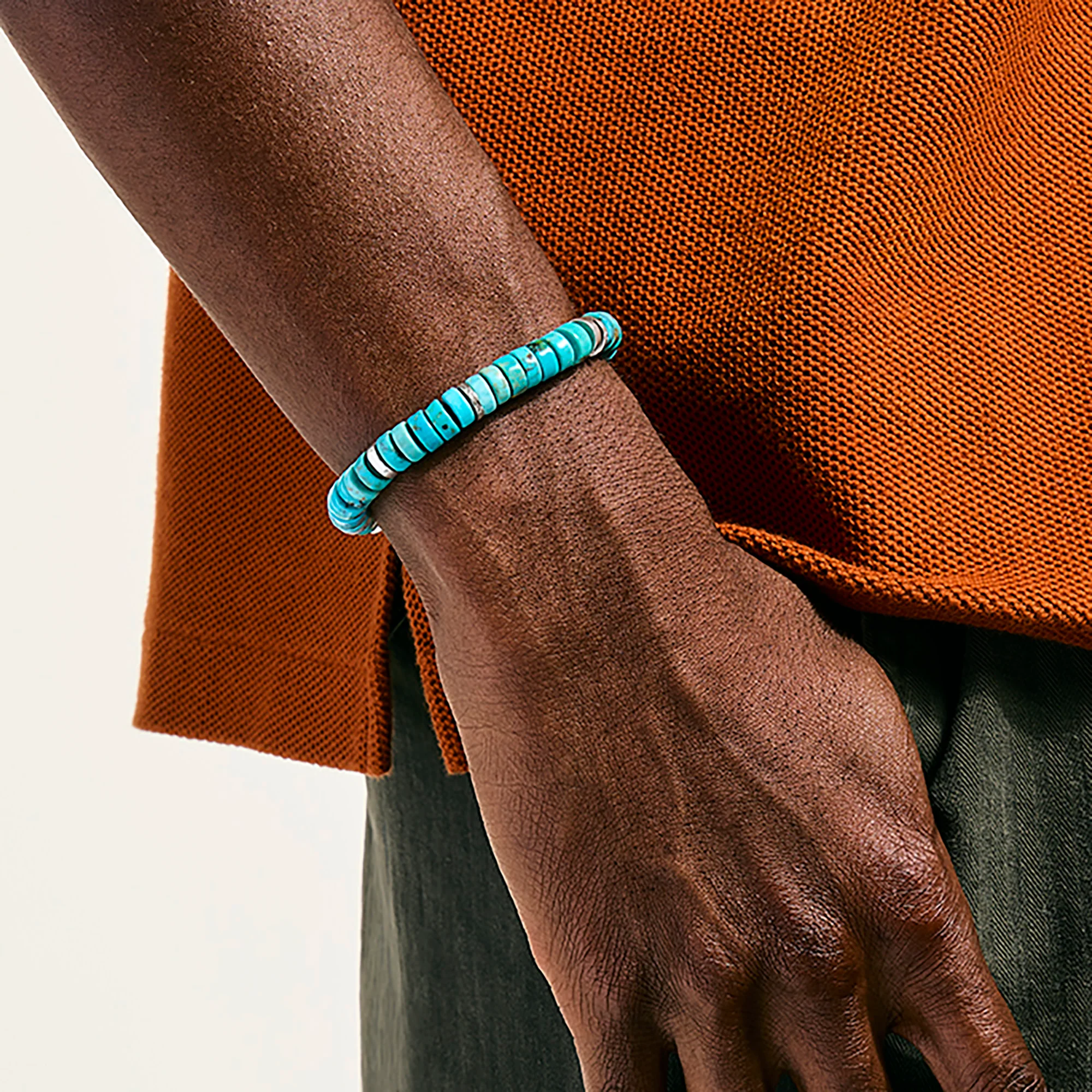 Heishi Bracelet, Sterling Silver, Turquoise, 8MM|BUS290131TQ - Image 5