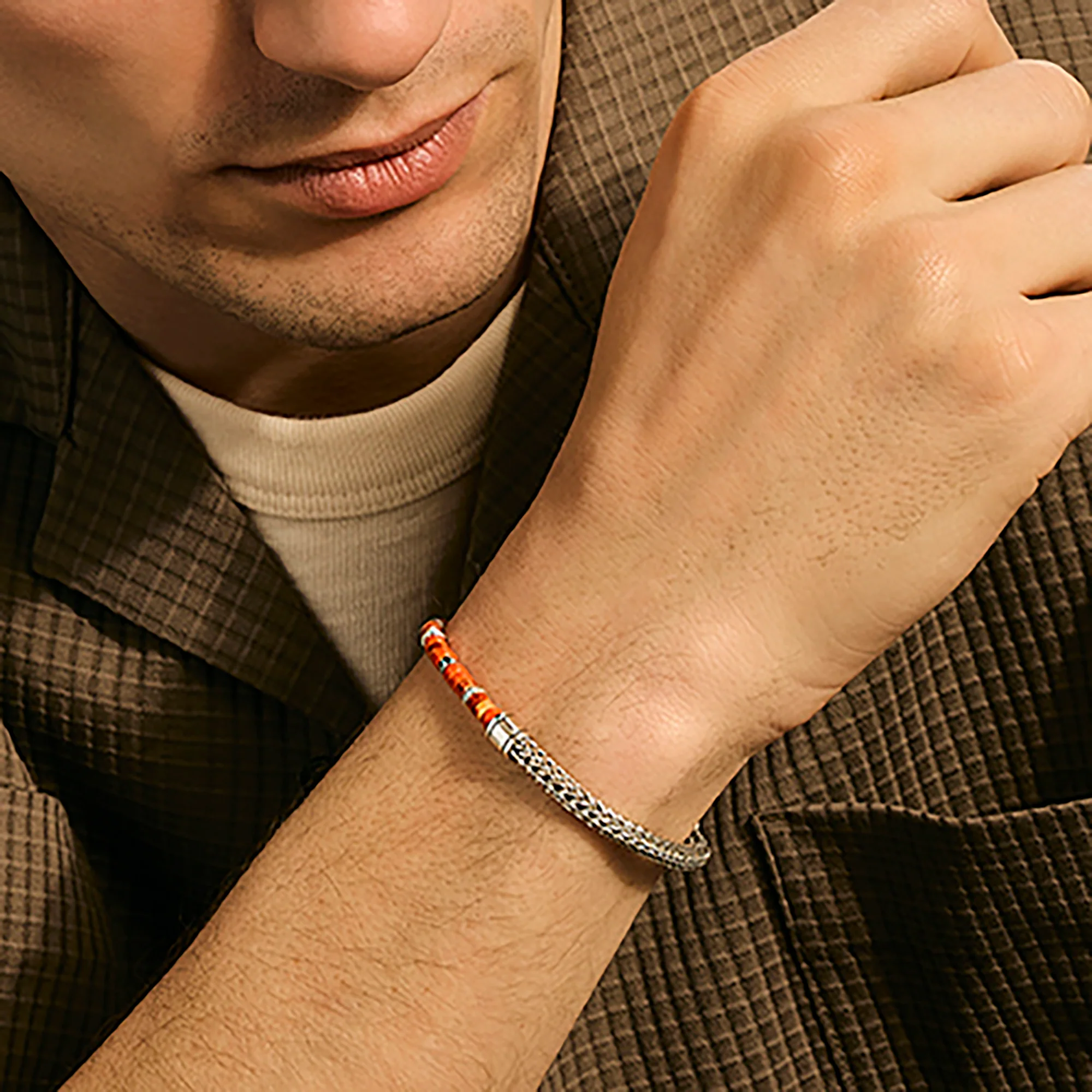 Heishi Chain Bracelet, Sterling Silver|BUS290091OROYS - Image 5