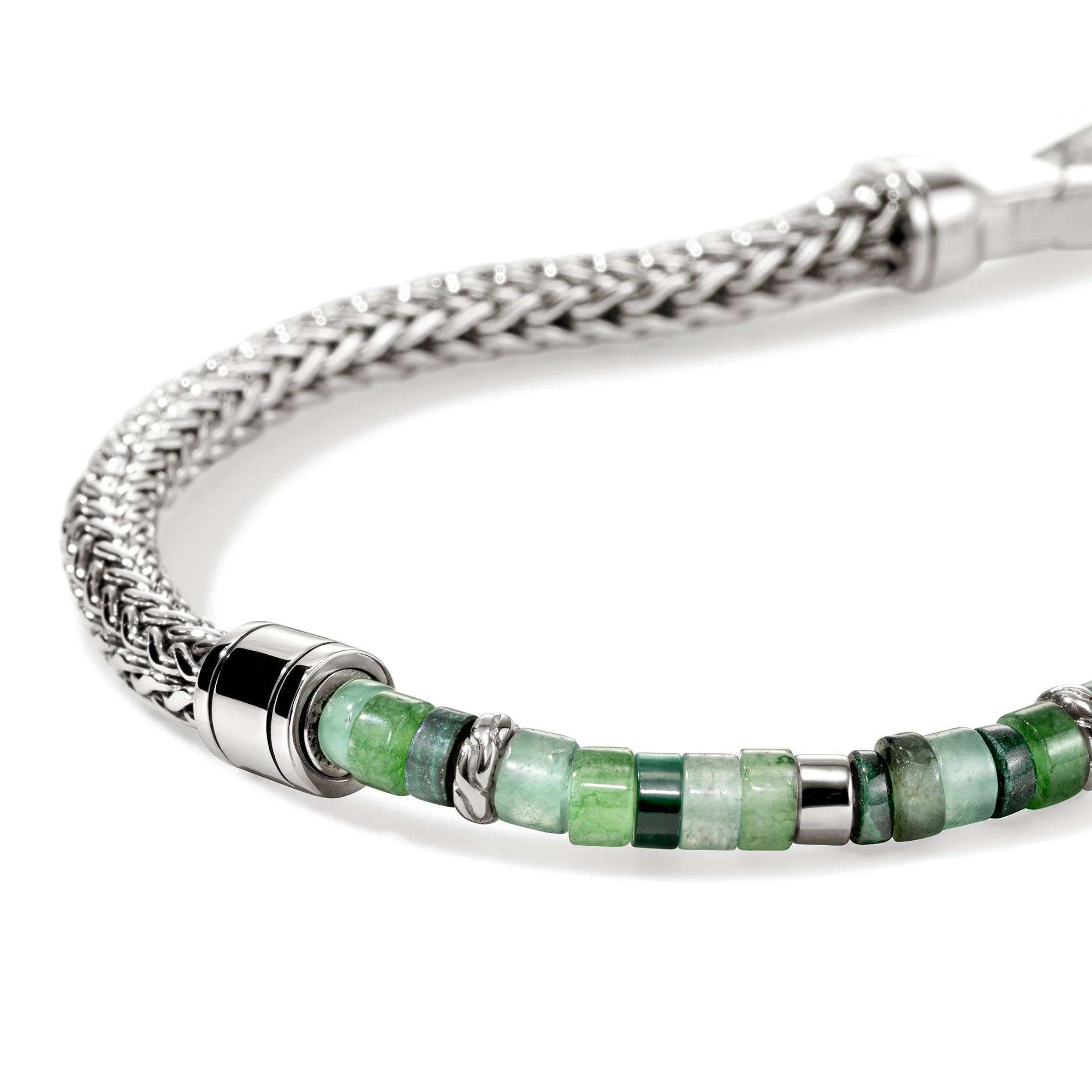 Heishi Chain Bracelet, Sterling Silver, Hardstones, Emeralds|BUS9012521MHQZATR - Image 2
