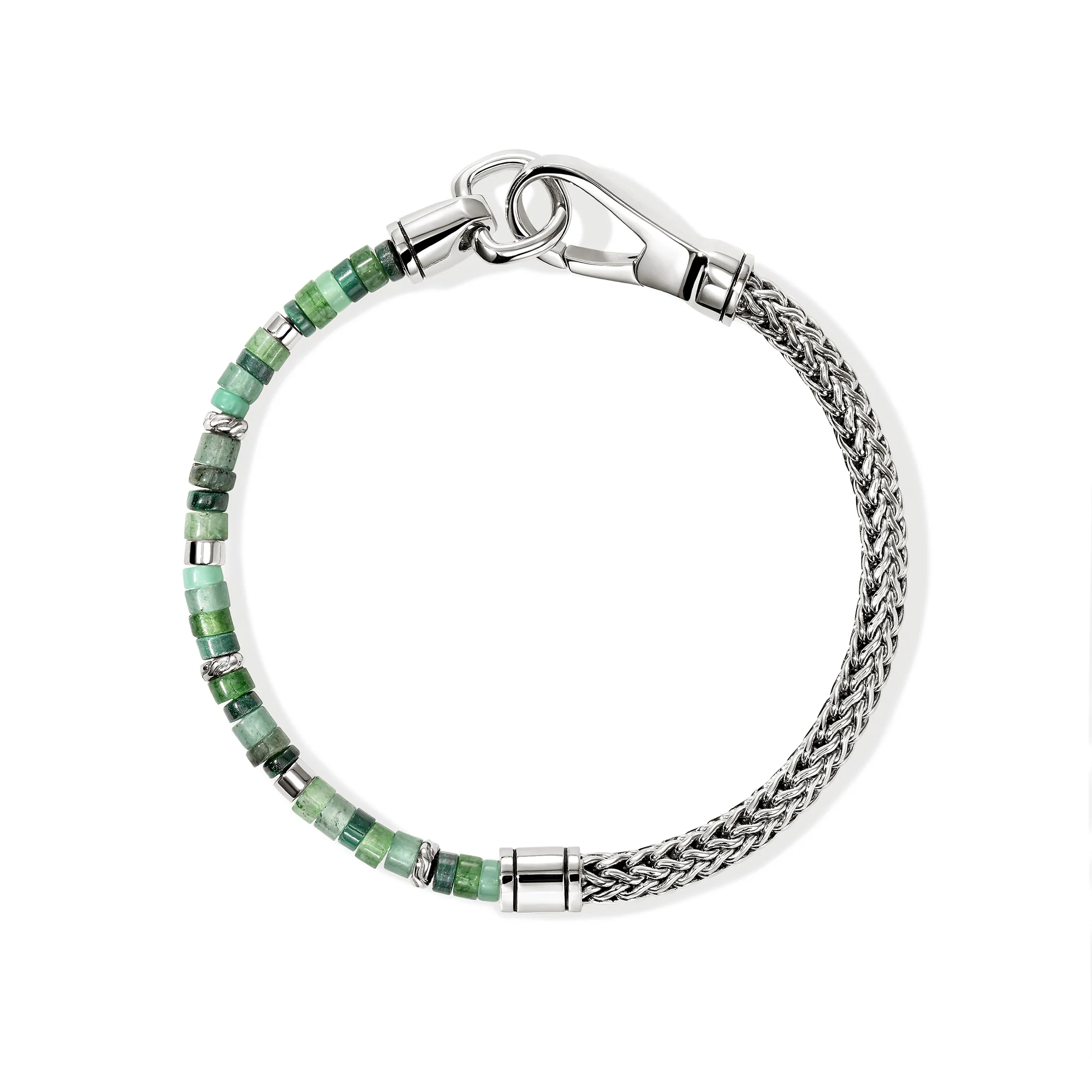 Heishi Chain Bracelet, Sterling Silver, Hardstones, Emeralds|BUS9012521MHQZATR - Image 3