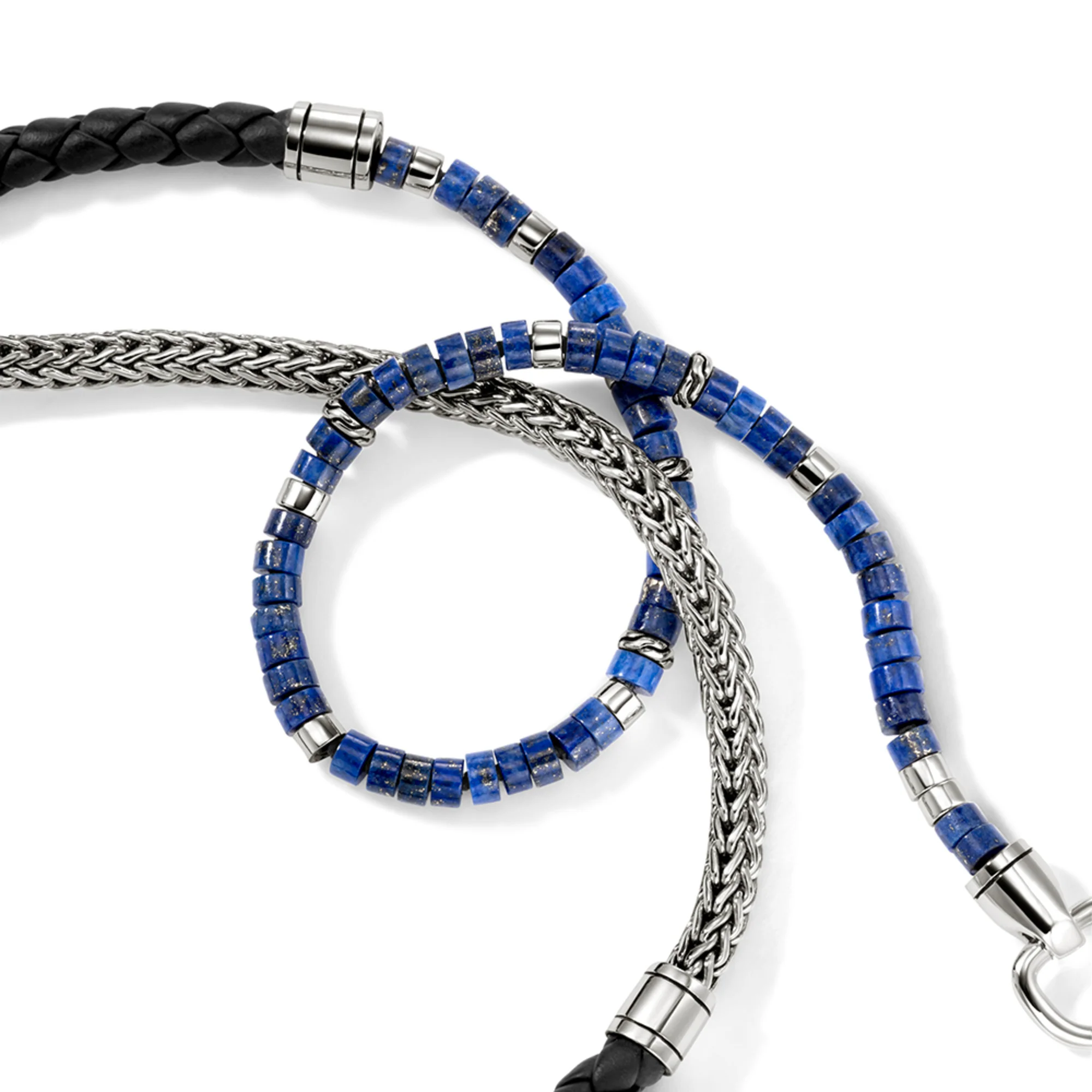 Heishi Chain Wrap, Sterling Silver, Leather, Hardstones|BUS9012561BLLPZ - Image 2