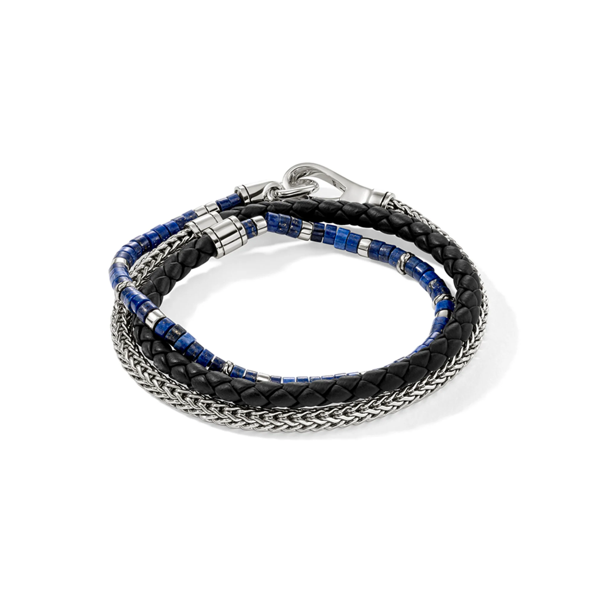 Heishi Chain Wrap, Sterling Silver, Leather, Hardstones|BUS9012561BLLPZ - Image 4