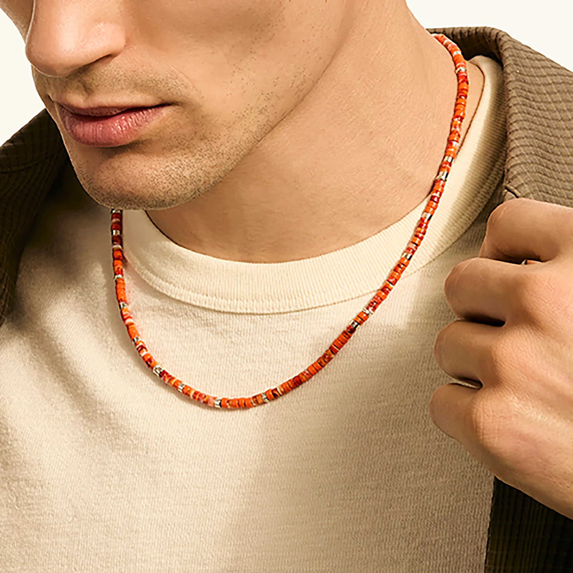 Heishi Necklace, Sterling Silver|NMS290101OROYS - Image 4