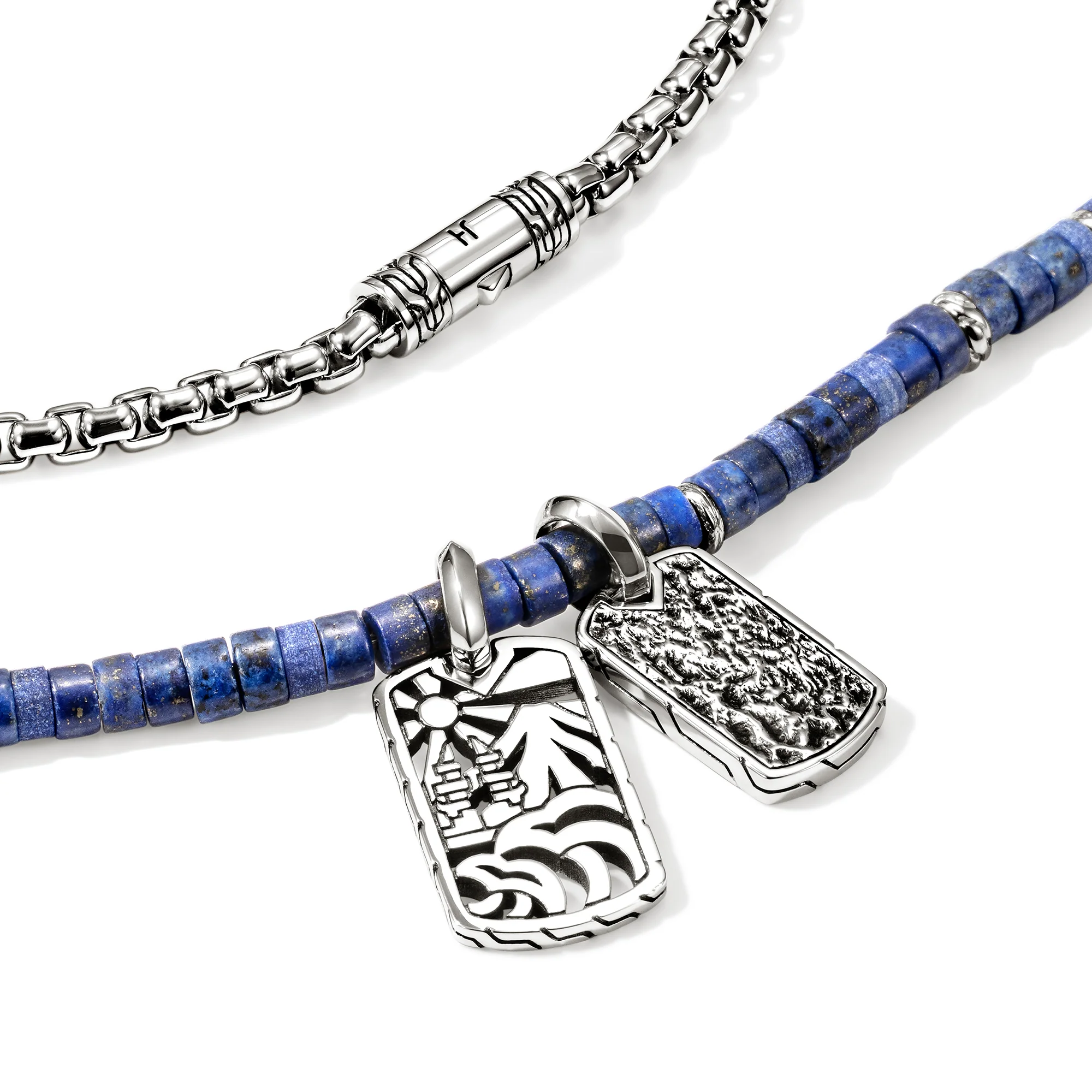 Heishi Tag Necklace, Sterling Silver, Hardstones|NMS989611LPZ - Image 2