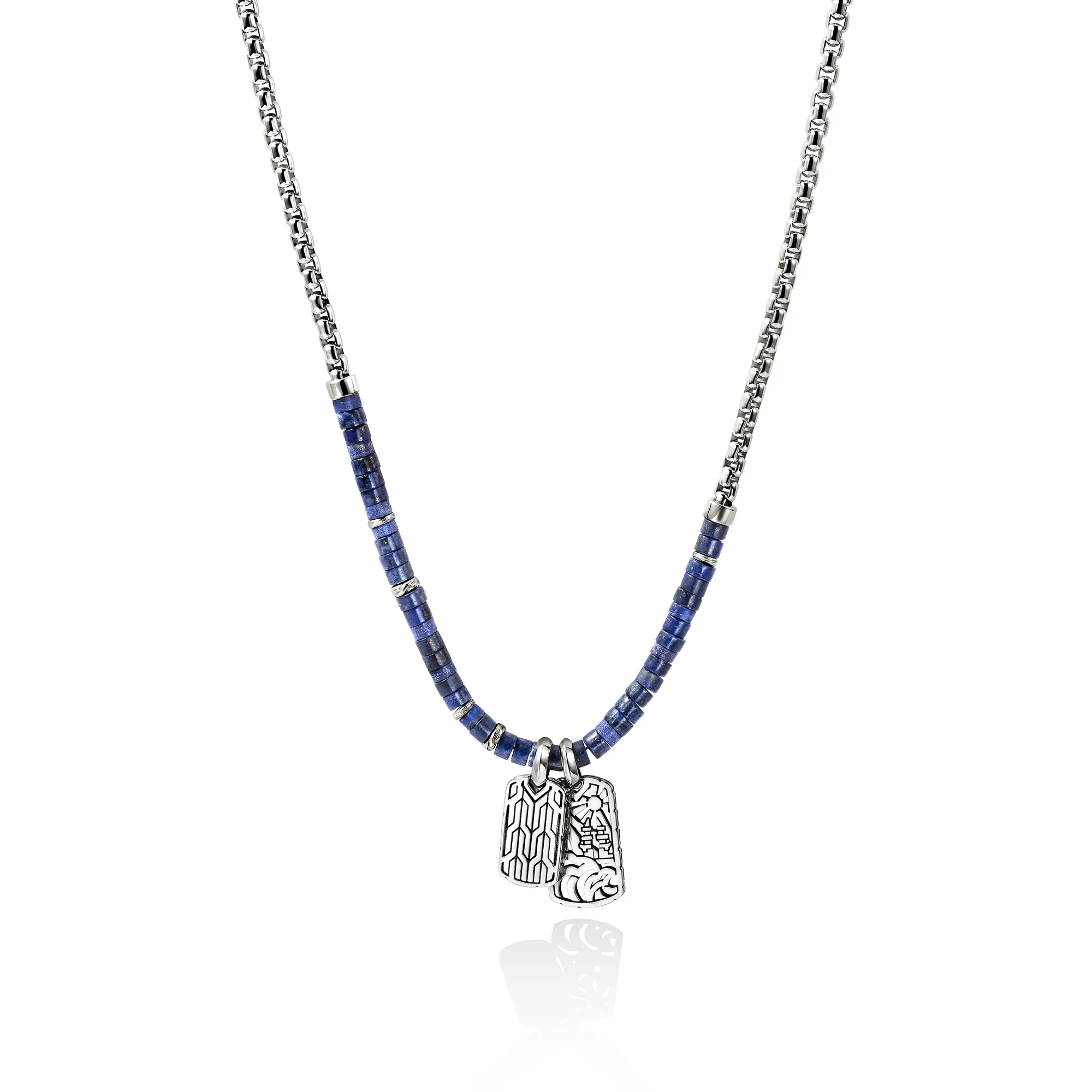 Heishi Tag Necklace, Sterling Silver, Hardstones|NMS989611LPZ - Image 3