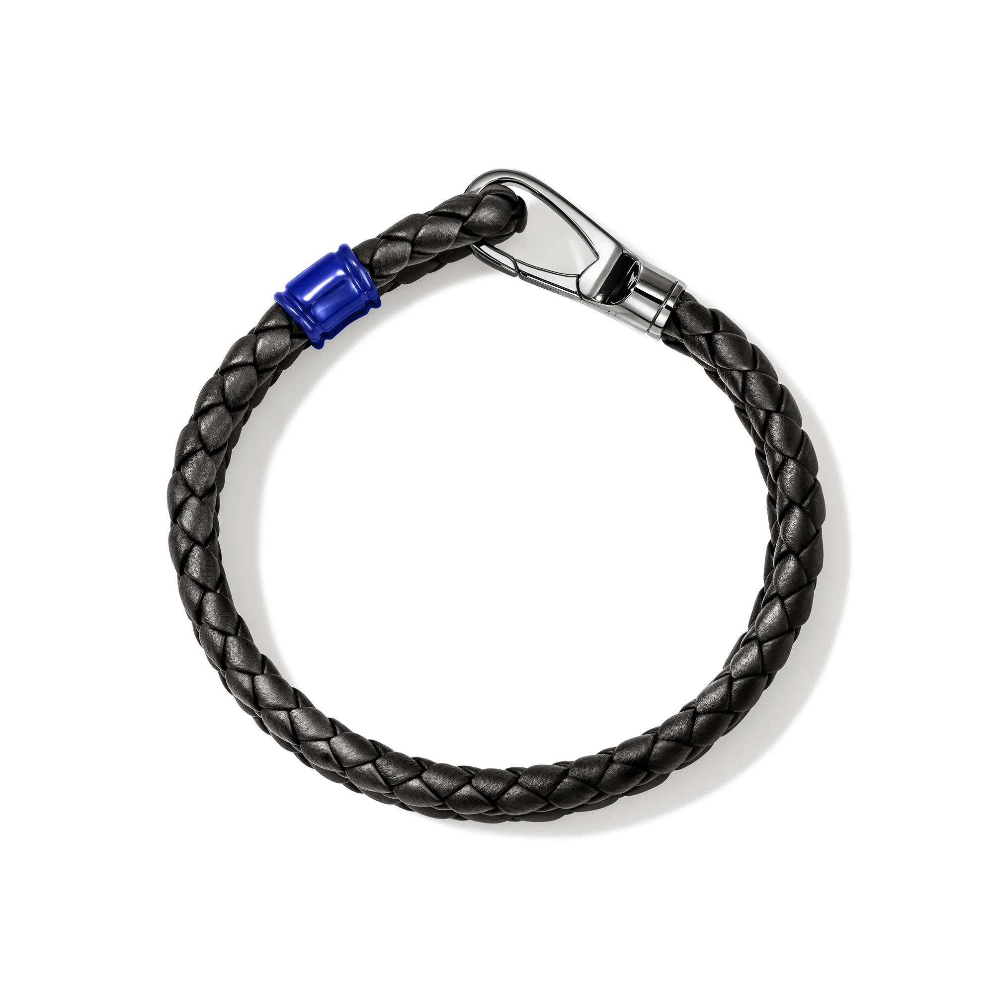 Hook Clasp Double Bracelet, Leather, Dark Silver, 10MM|BU901241BRDBLBU - Image 3
