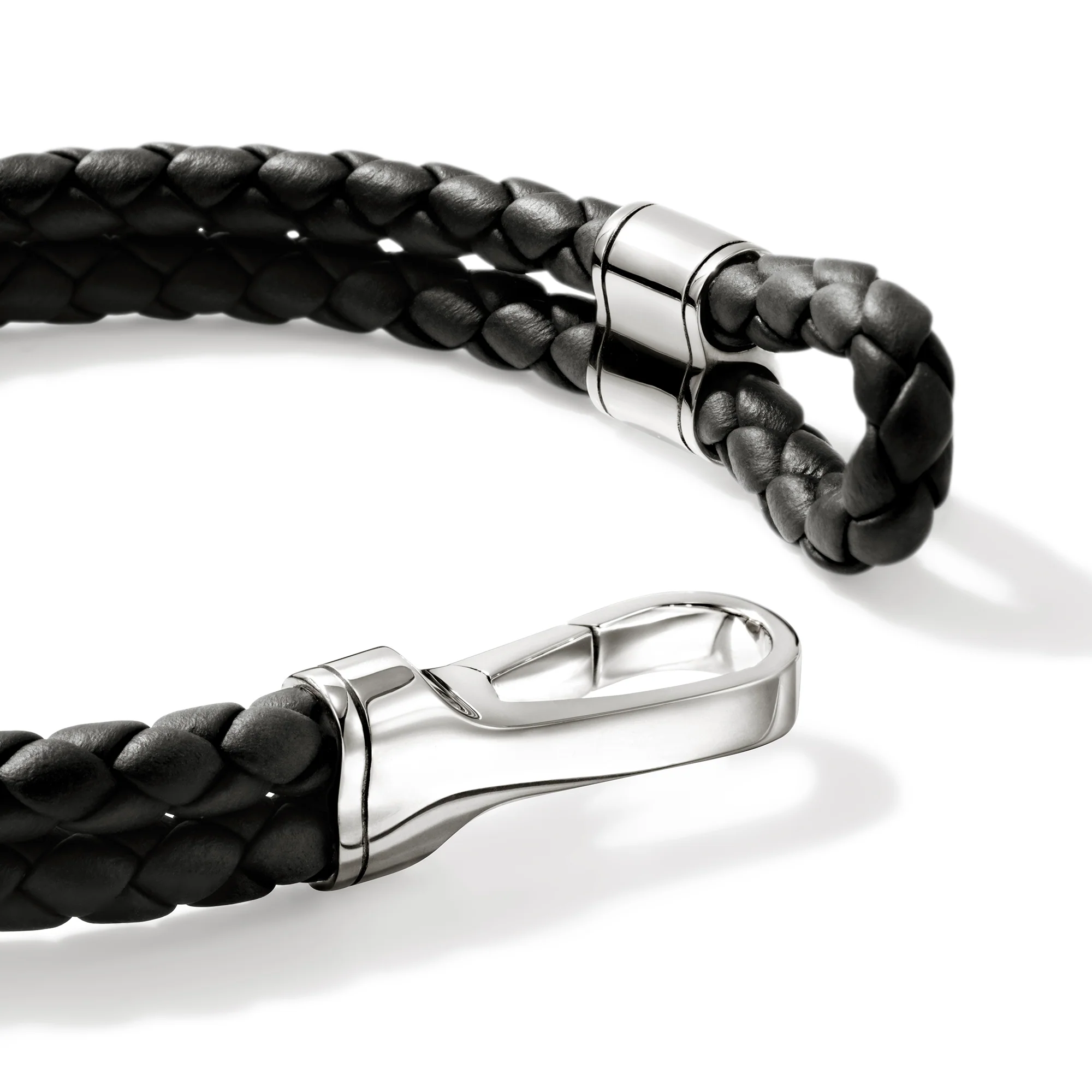 Hook Clasp Bracelet, Leather, Silver, 10MM|BU901241BL - Image 2