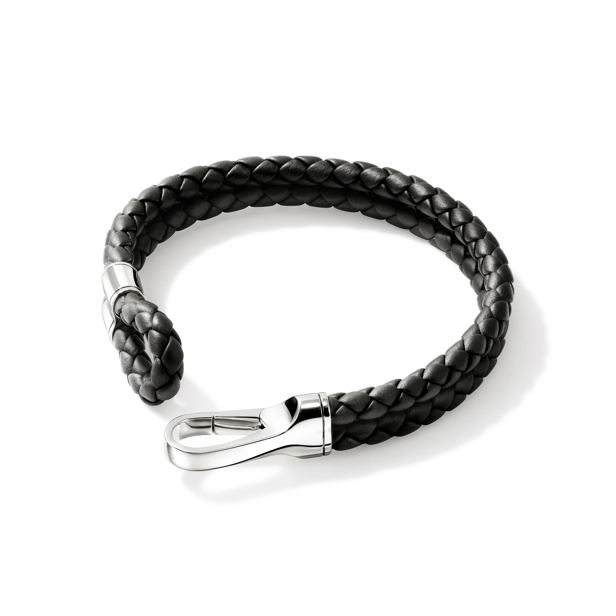 Hook Clasp Bracelet, Leather, Silver, 10MM|BU901241BL - Image 3