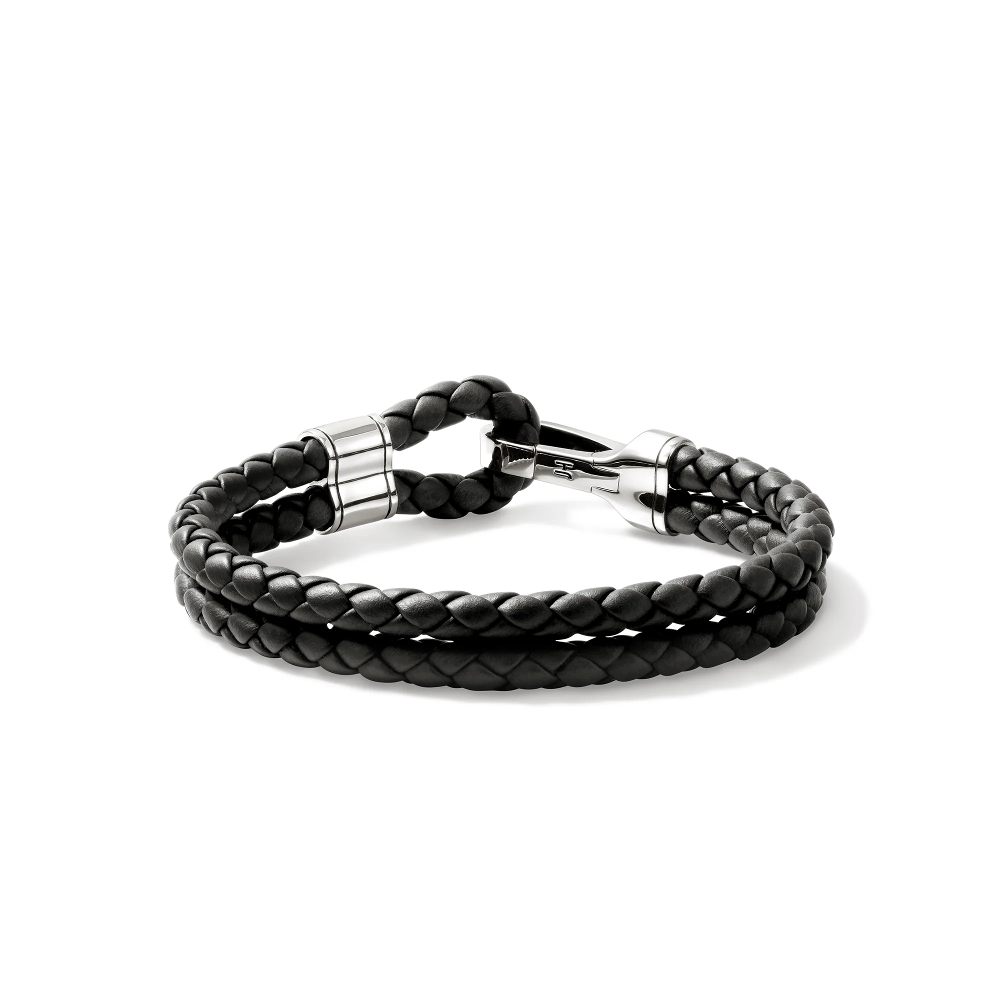 Hook Clasp Bracelet, Leather, Silver, 10MM|BU901241BL - Image 4