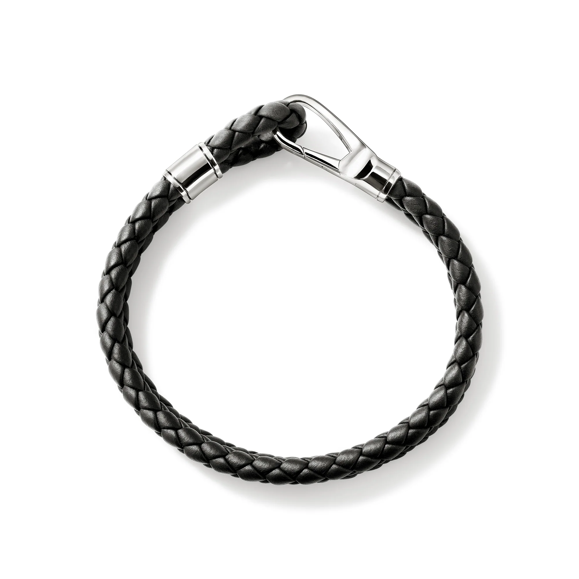 Hook Clasp Bracelet, Leather, Silver, 10MM|BU901241BL - Image 5