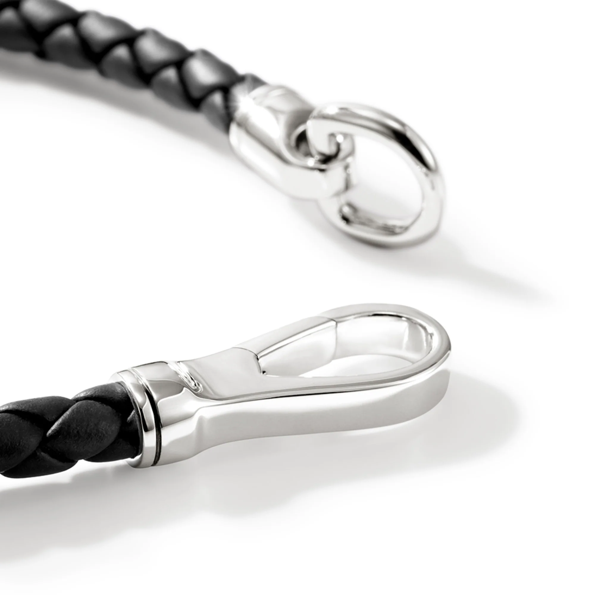 Hook Clasp Bracelet, Leather, Silver, 5MM|BU901250BL - Image 2