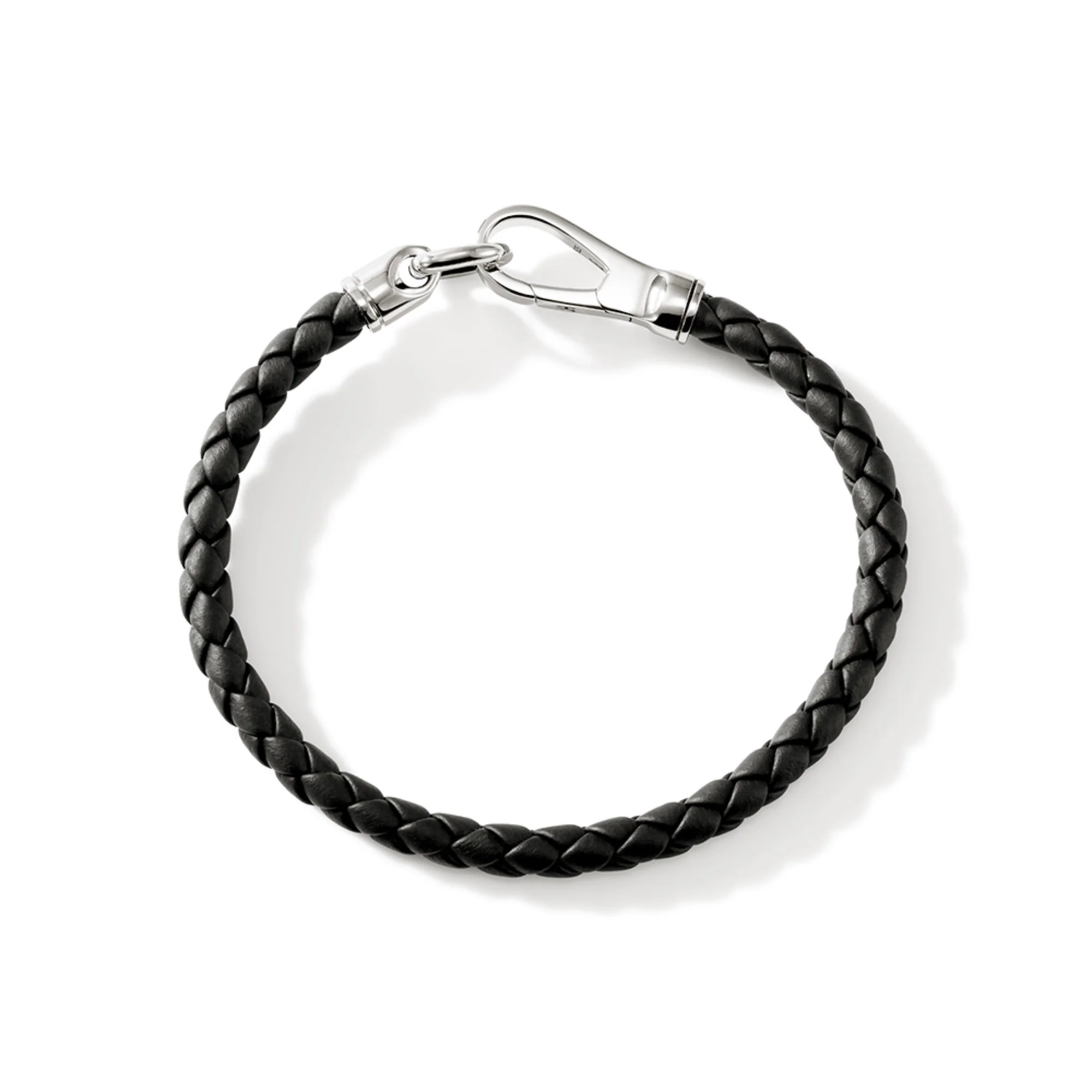 Hook Clasp Bracelet, Leather, Silver, 5MM|BU901250BL - Image 4