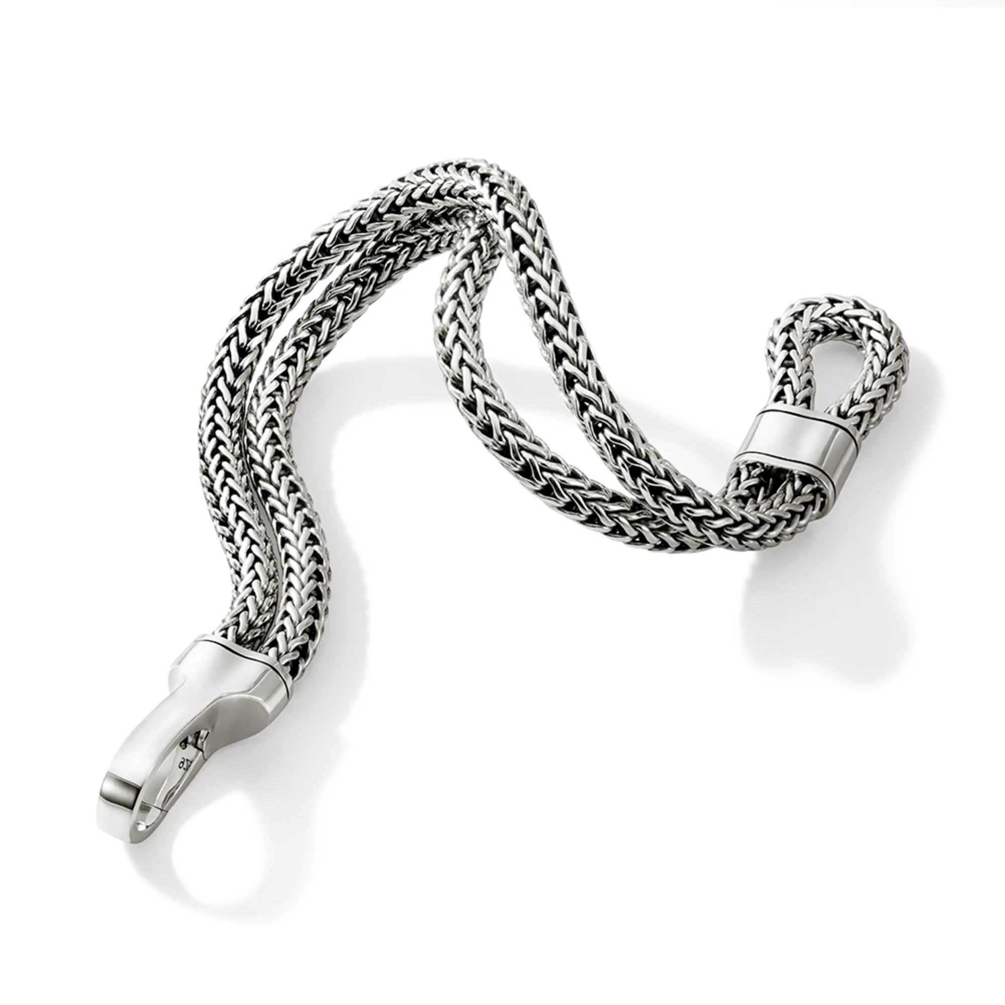 Hook Clasp Bracelet, Silver, Double Row|BU901238 - Image 3
